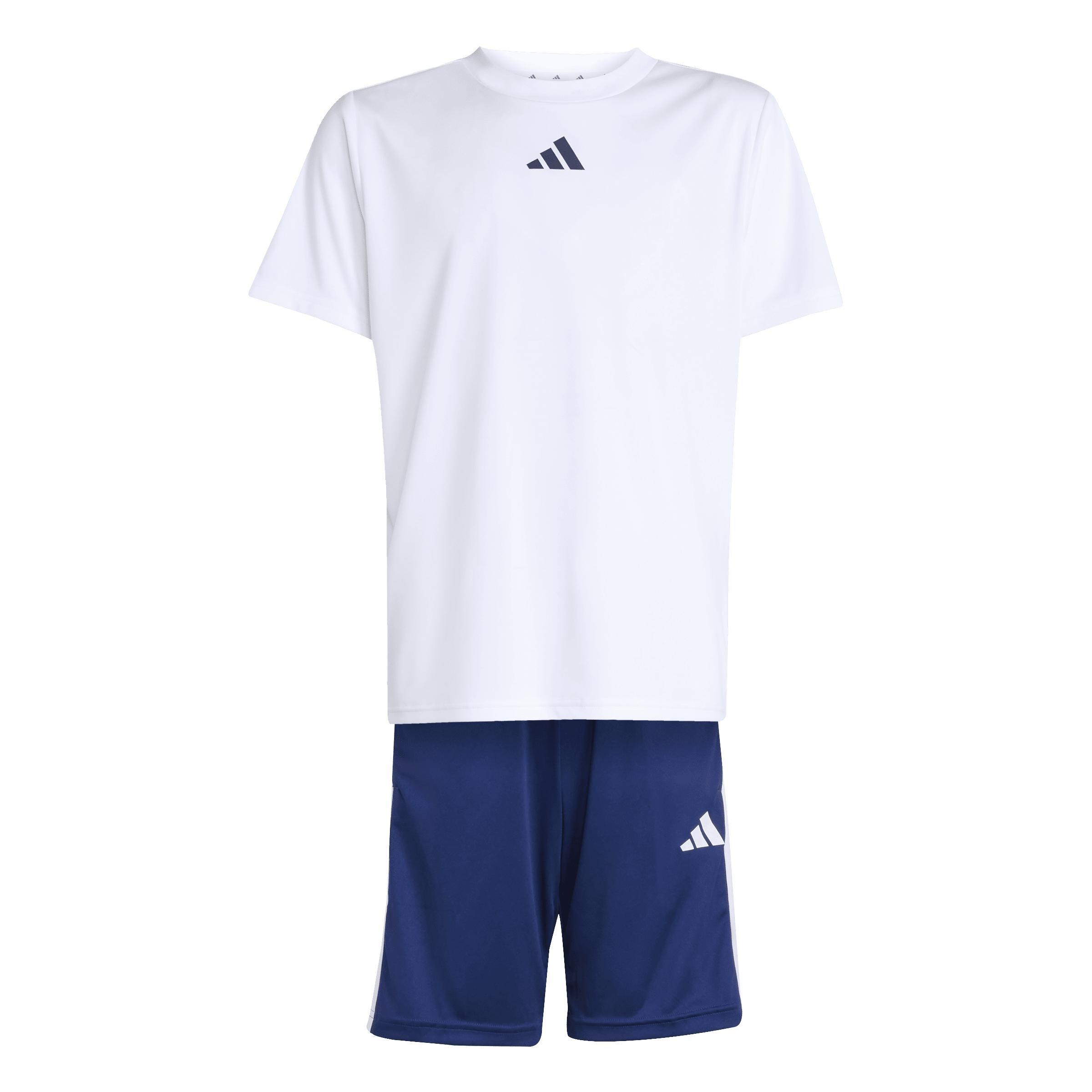 Kids Unisex Train Essentials 3-Stripes Tee Set, White, A901_ONE, large image number 0