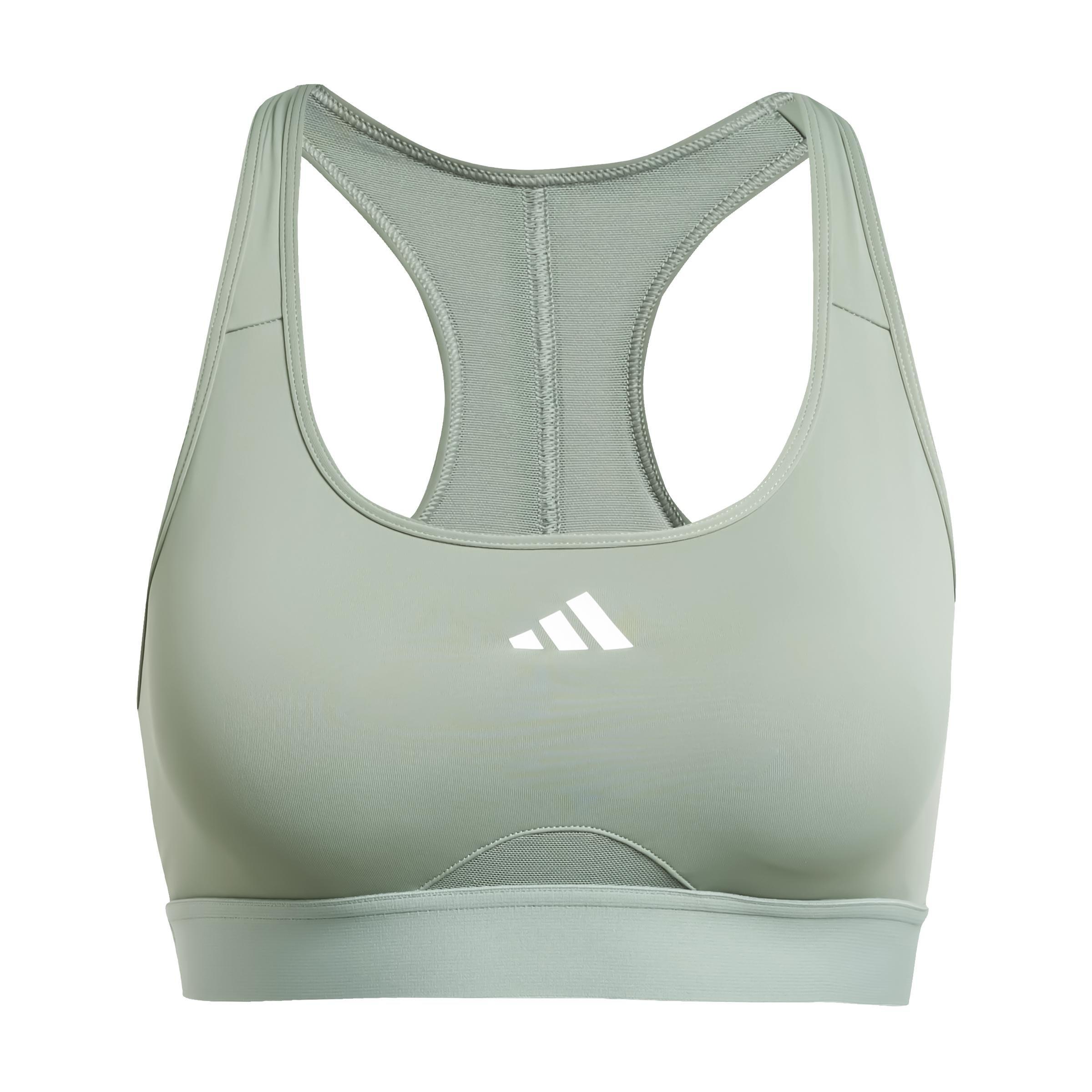 Powerreact Training Medium-Support Bra, Green, A901_ONE, large image number 0
