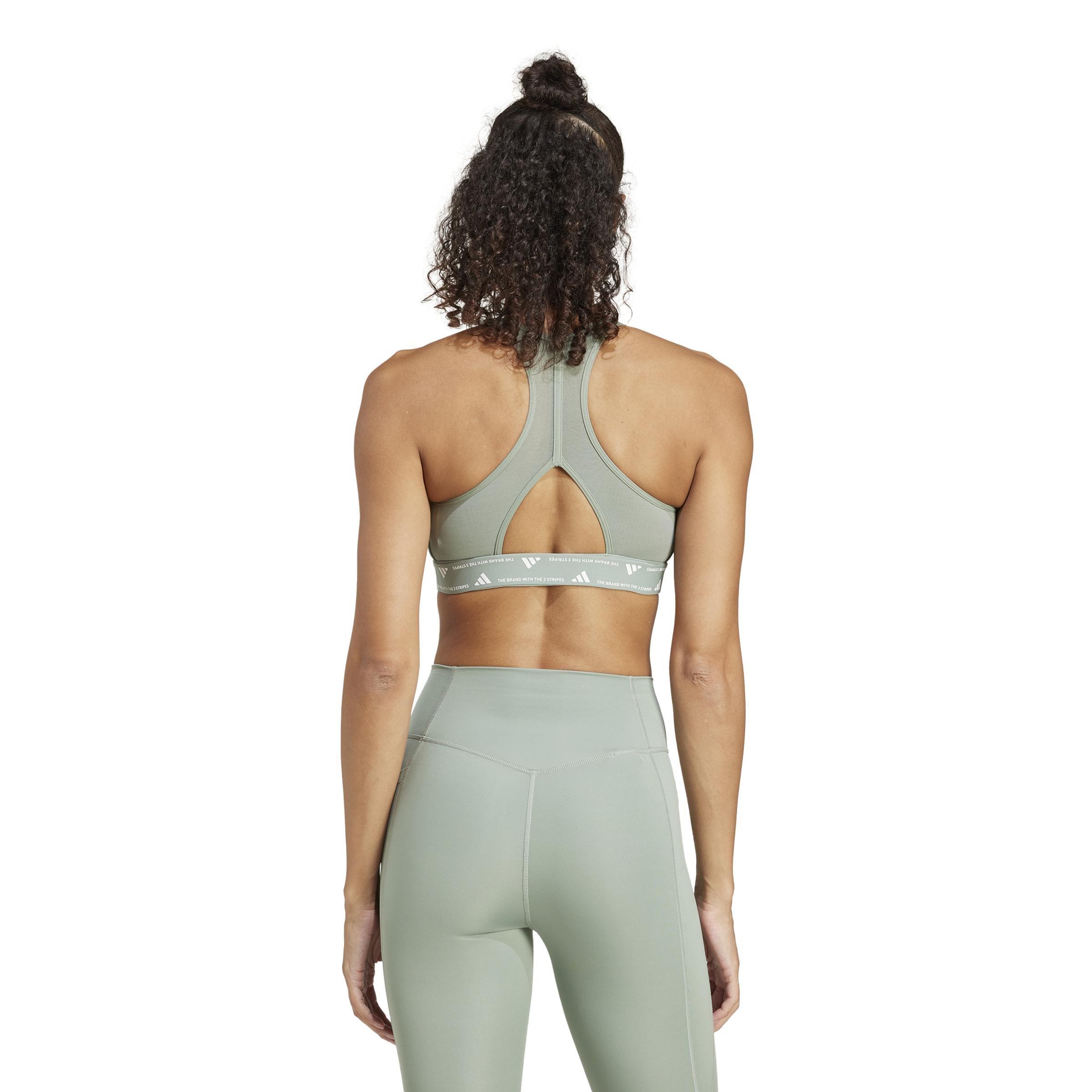 Powerreact Training Medium-Support Bra, Green, A901_ONE, large image number 2