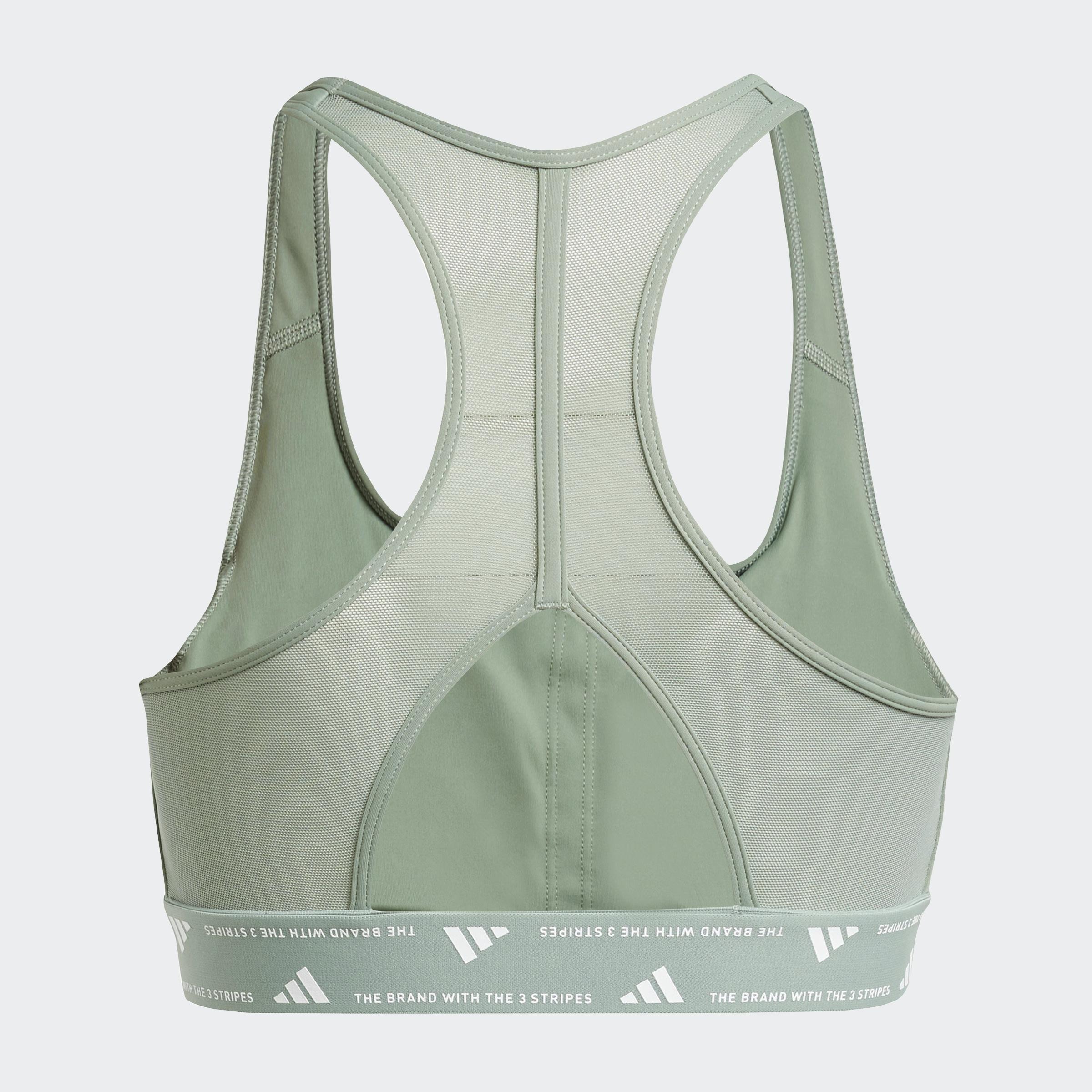 Powerreact Training Medium-Support Bra, Green, A901_ONE, large image number 4