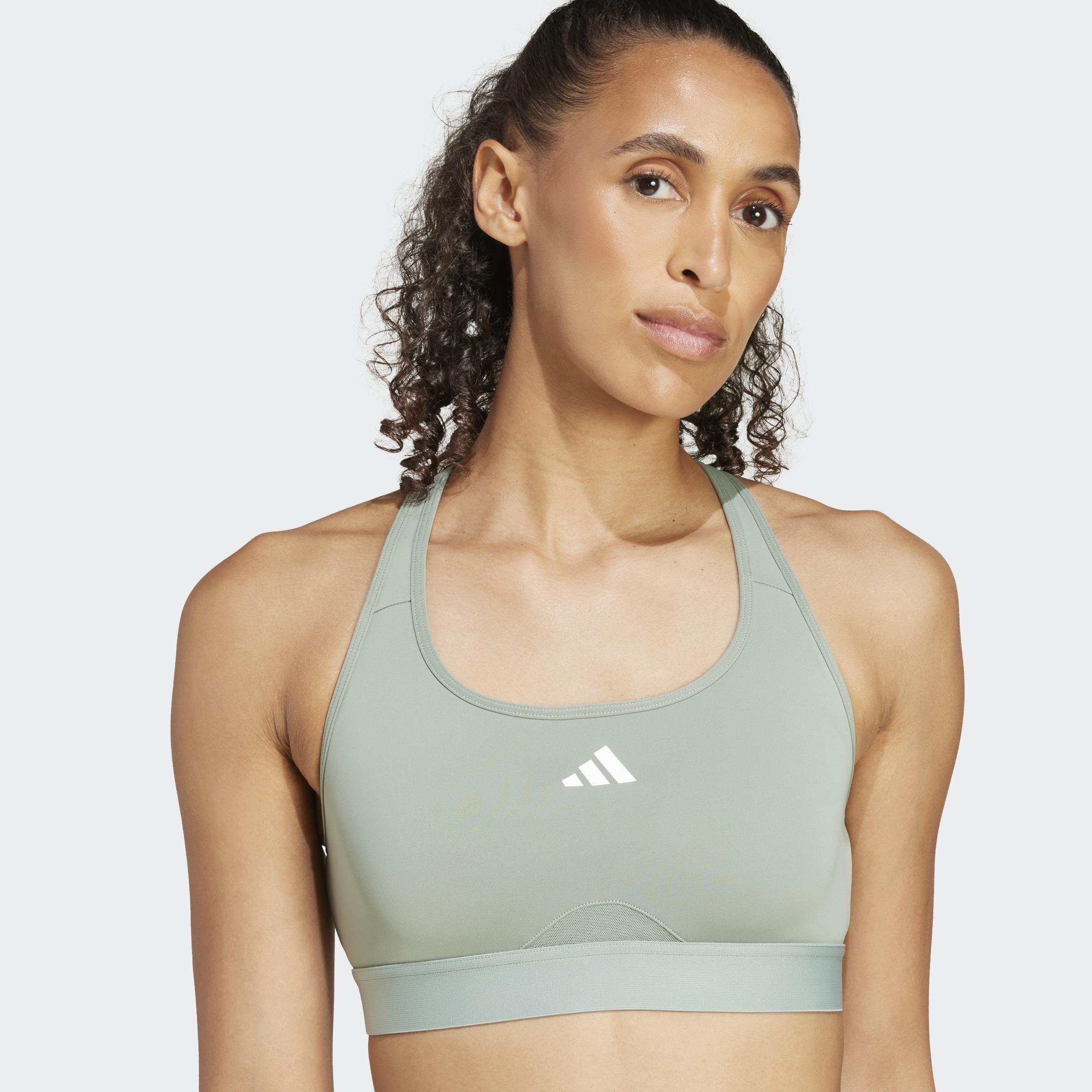 Powerreact Training Medium-Support Bra, Green, A901_ONE, large image number 8