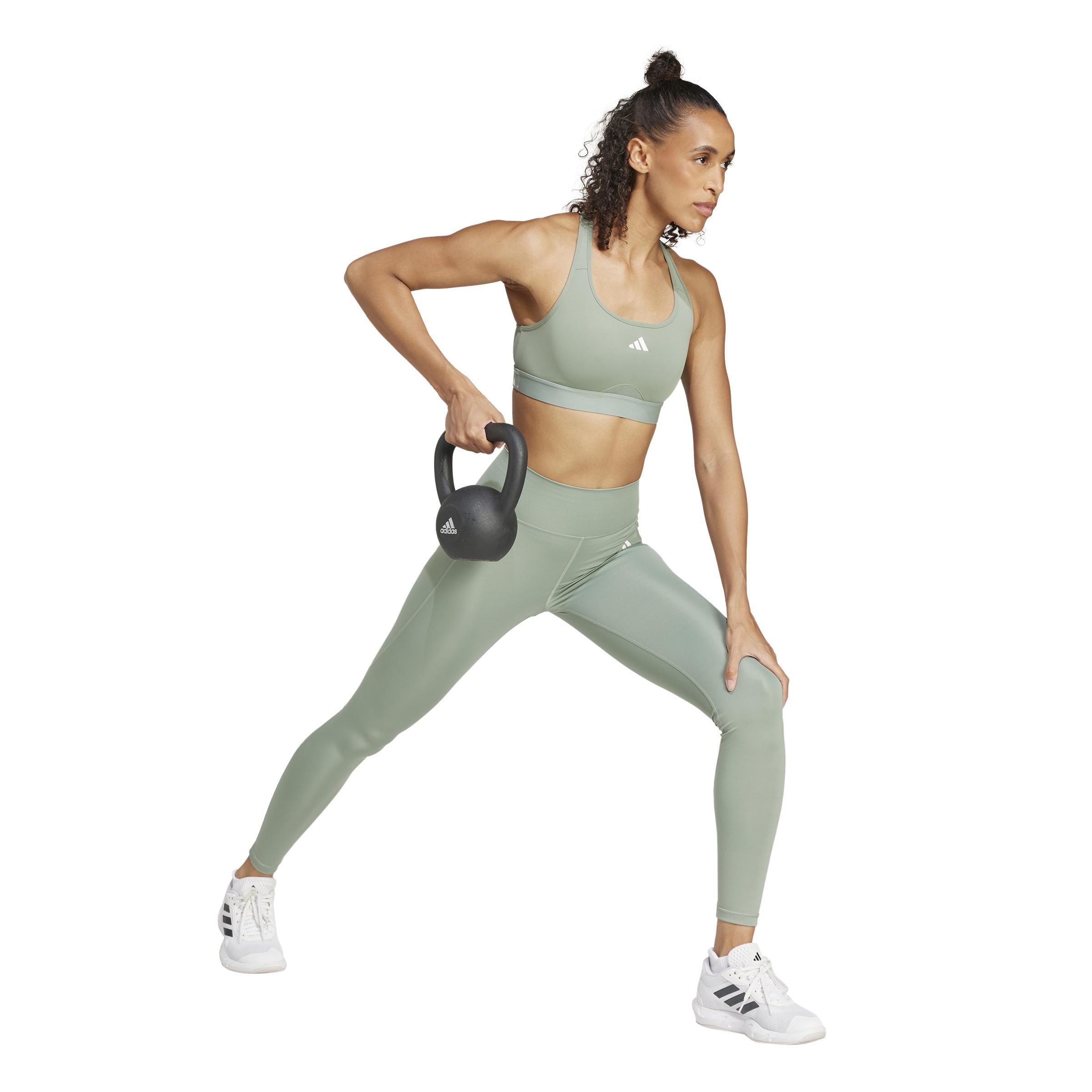 Powerreact Training Medium-Support Bra, Green, A901_ONE, large image number 13