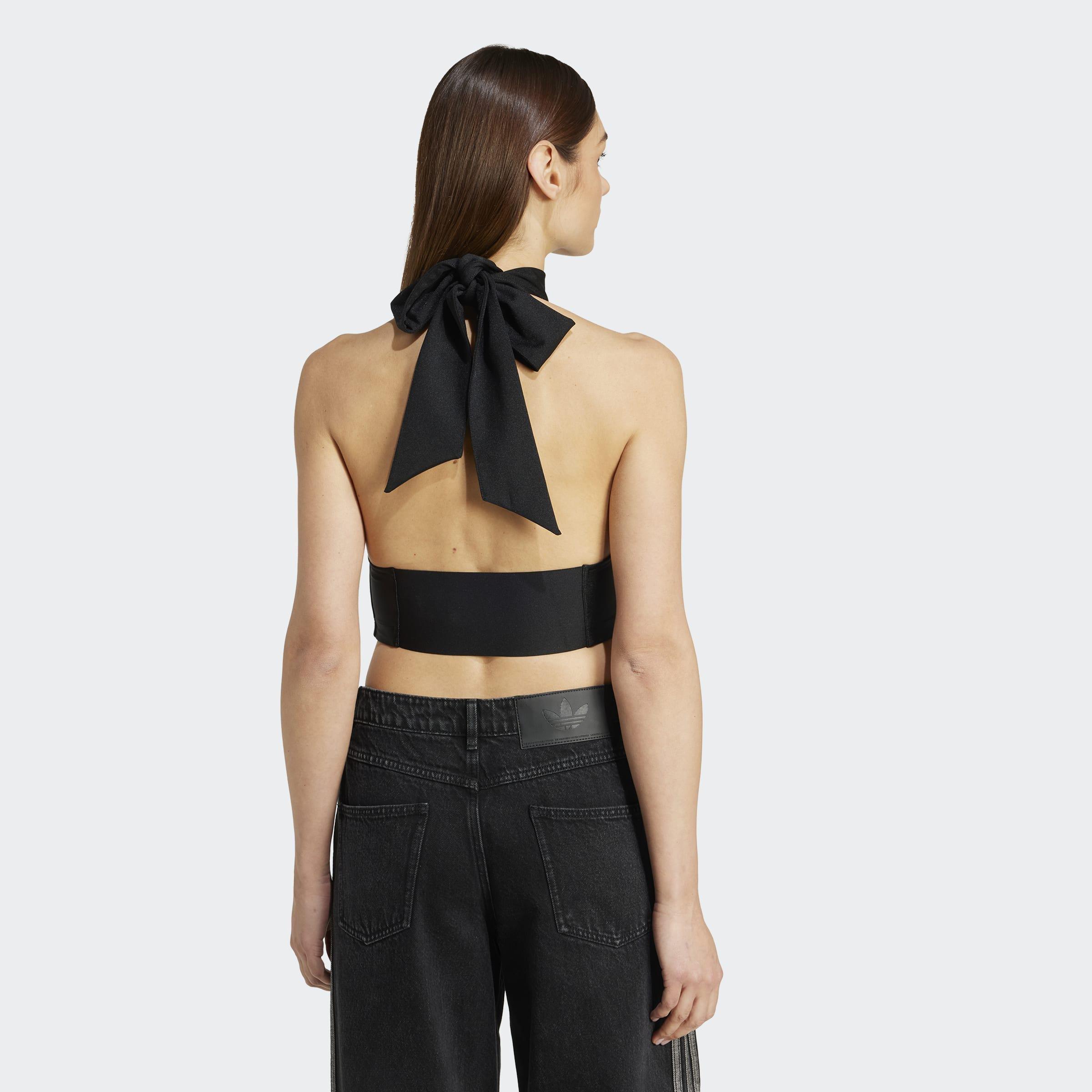 Tie-Neck Crop Top, Black, A901_ONE, large image number 3