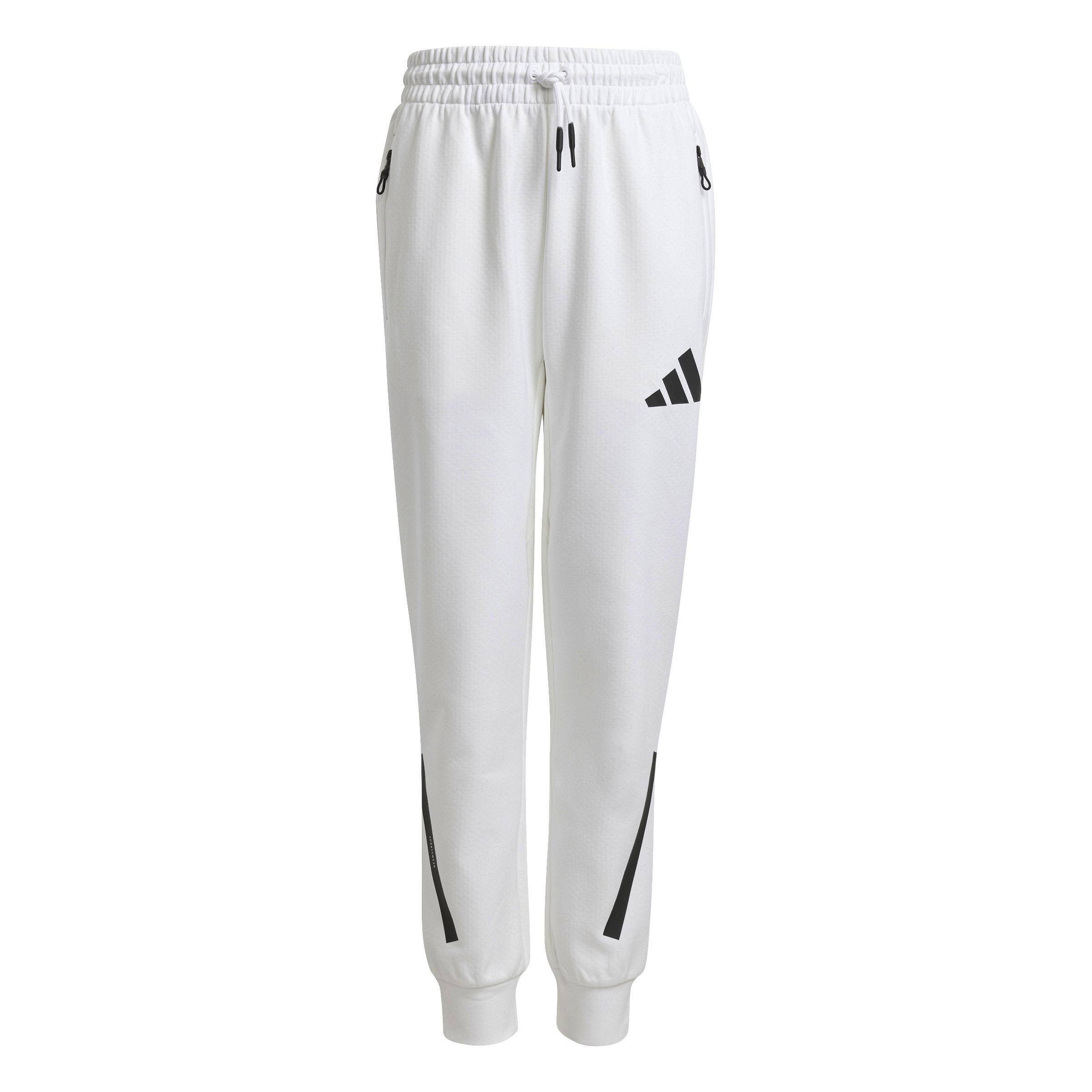 Unisex Kids adidas Z.N.E. Tapered-Leg Tracksuit Bottoms, White, A901_ONE, medium