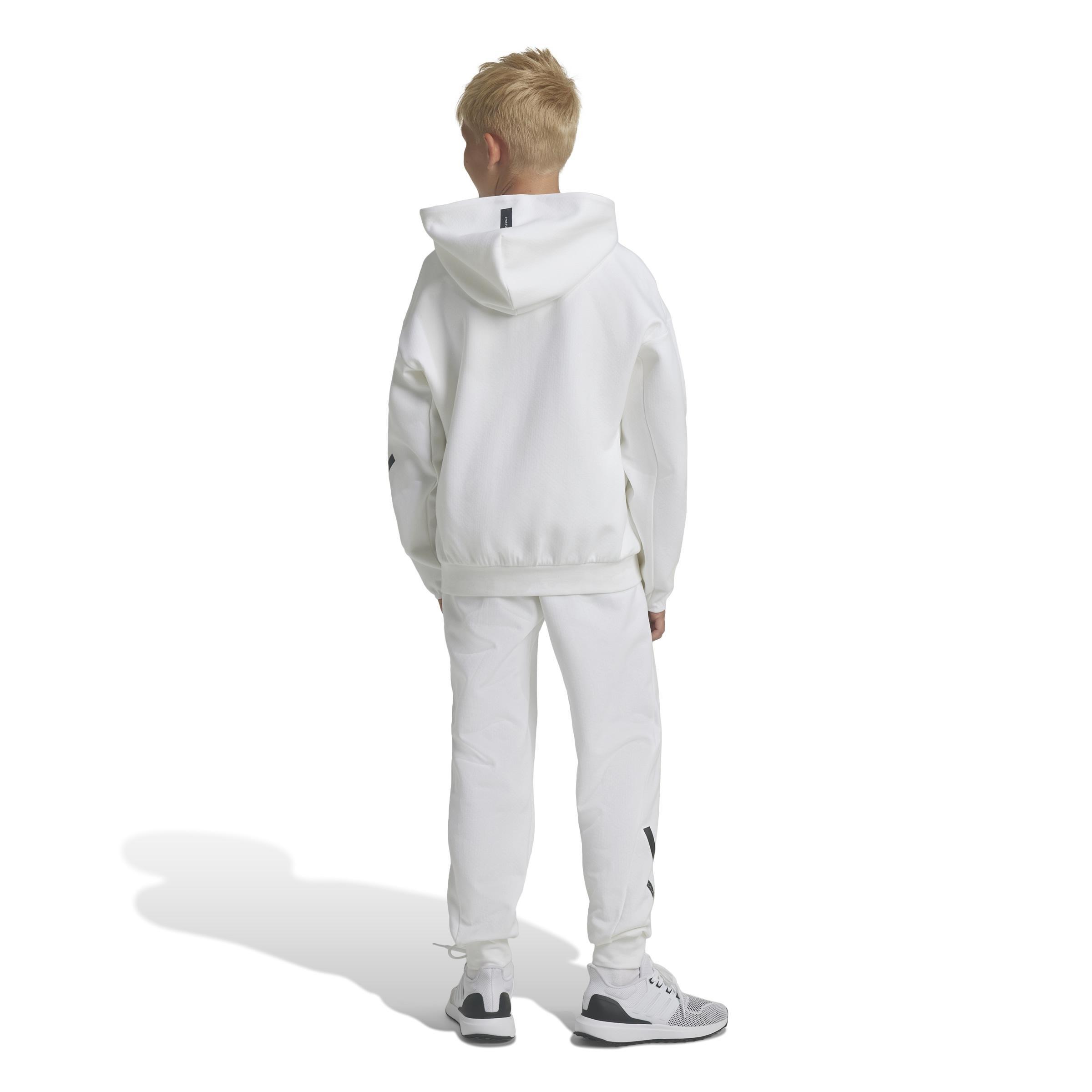 Unisex Kids adidas Z.N.E. Tapered-Leg Tracksuit Bottoms, White, A901_ONE, medium
