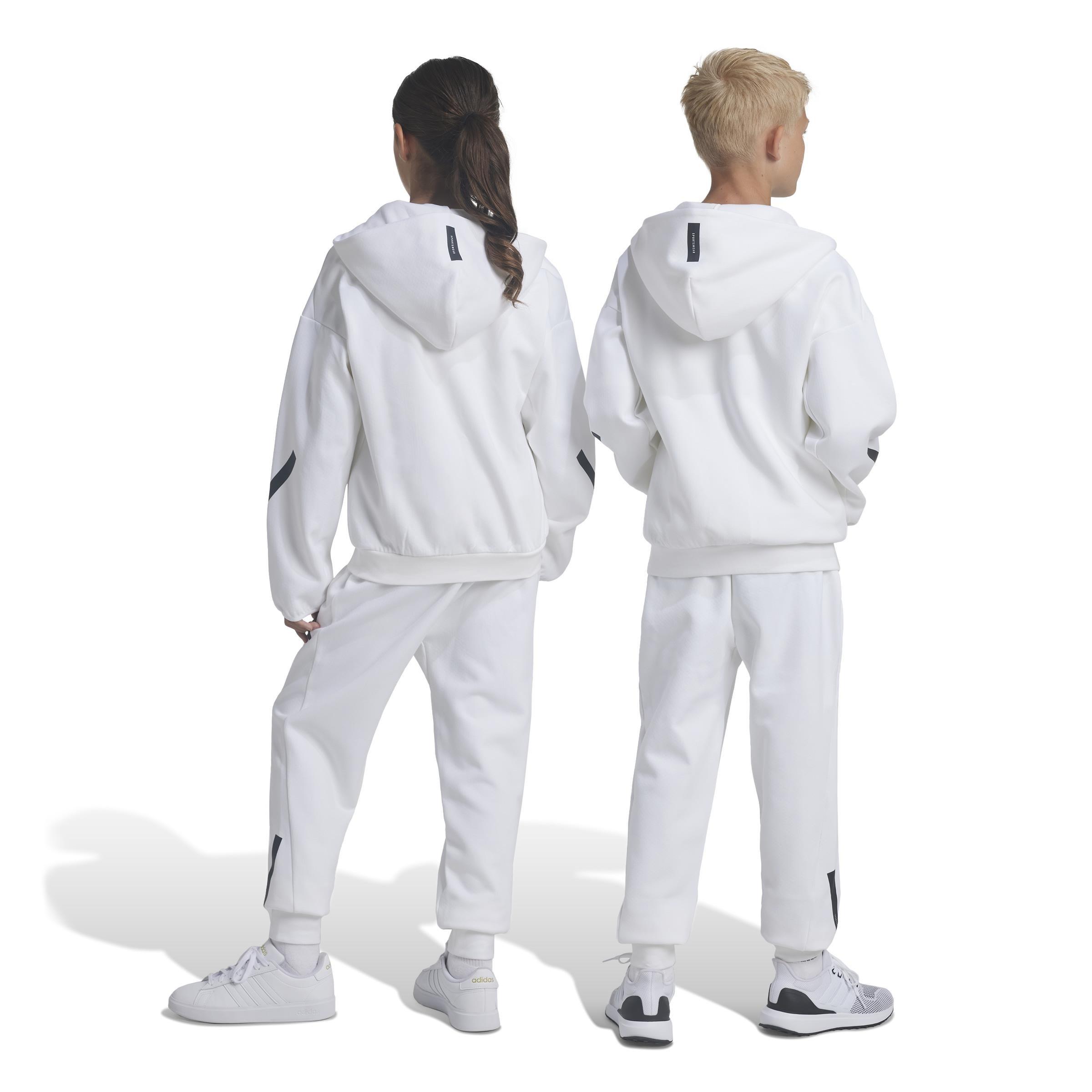 Unisex Kids adidas Z.N.E. Tapered-Leg Tracksuit Bottoms, White, A901_ONE, large image number 3