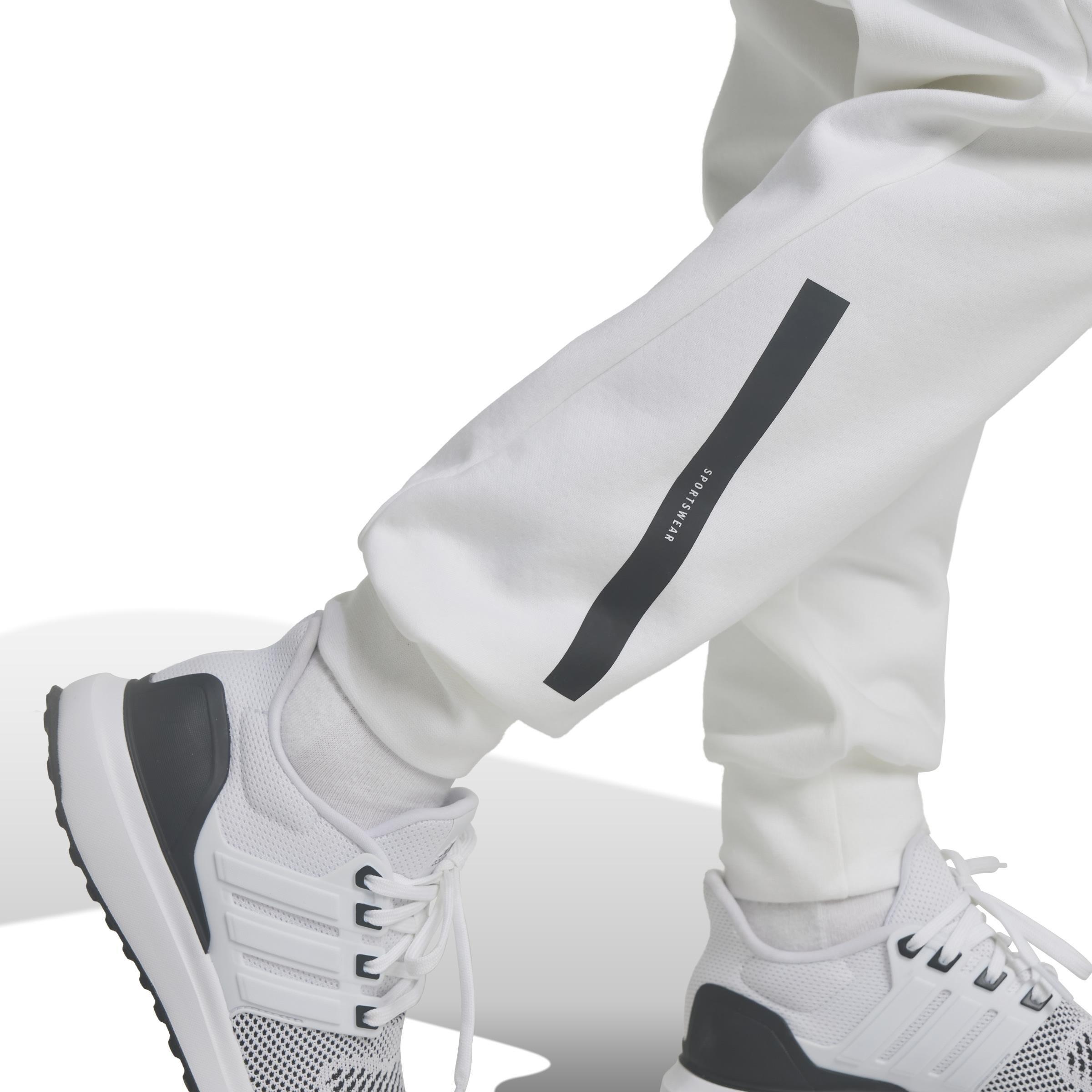 Unisex Kids adidas Z.N.E. Tapered-Leg Tracksuit Bottoms, White, A901_ONE, large image number 4