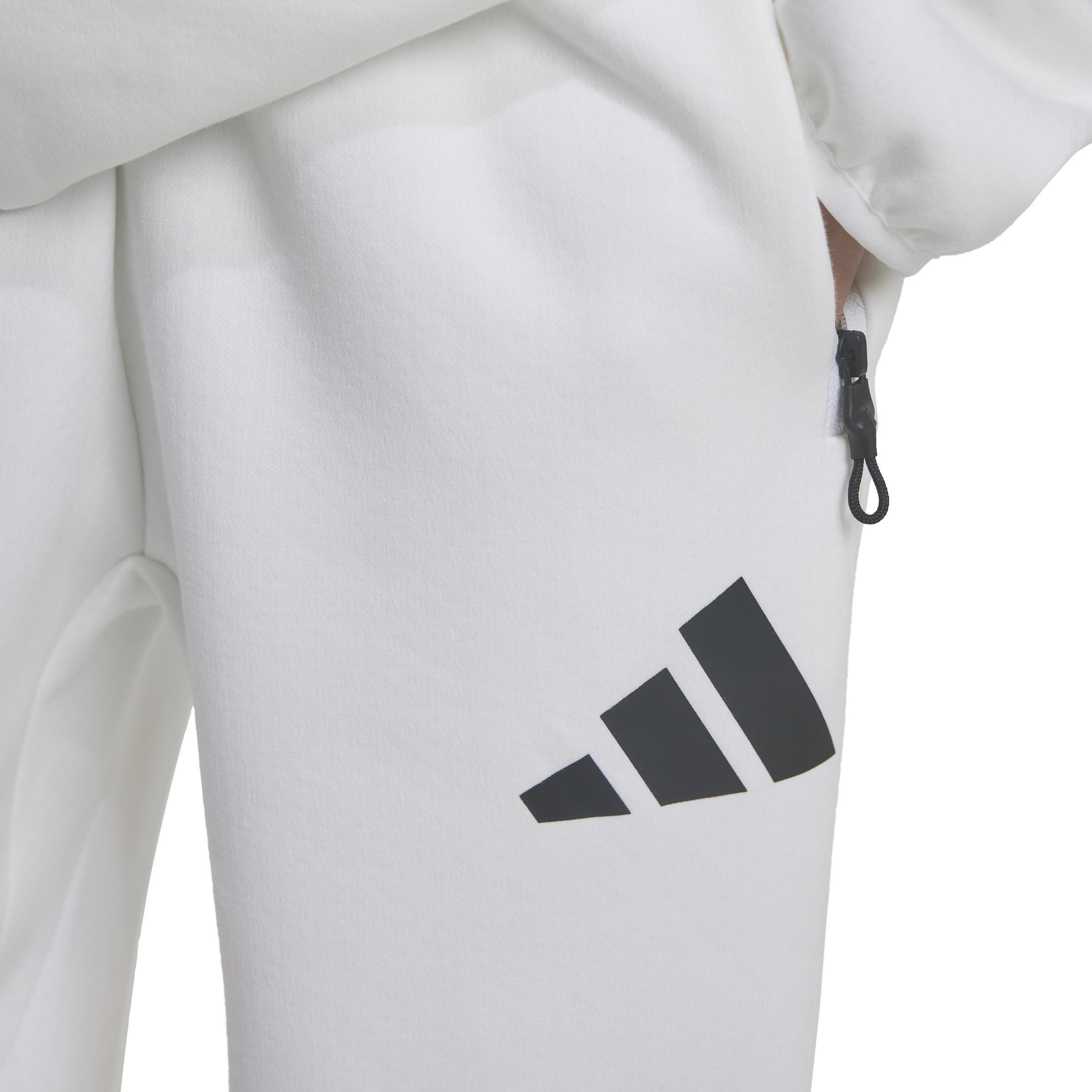 Unisex Kids adidas Z.N.E. Tapered-Leg Tracksuit Bottoms, White, A901_ONE, large image number 5