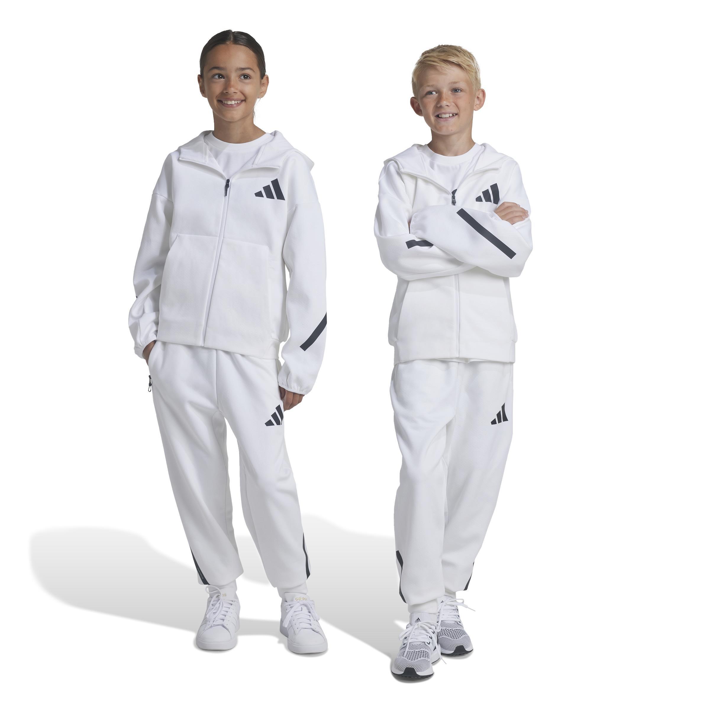 Unisex Kids adidas Z.N.E. Tapered-Leg Tracksuit Bottoms, White, A901_ONE, large image number 13