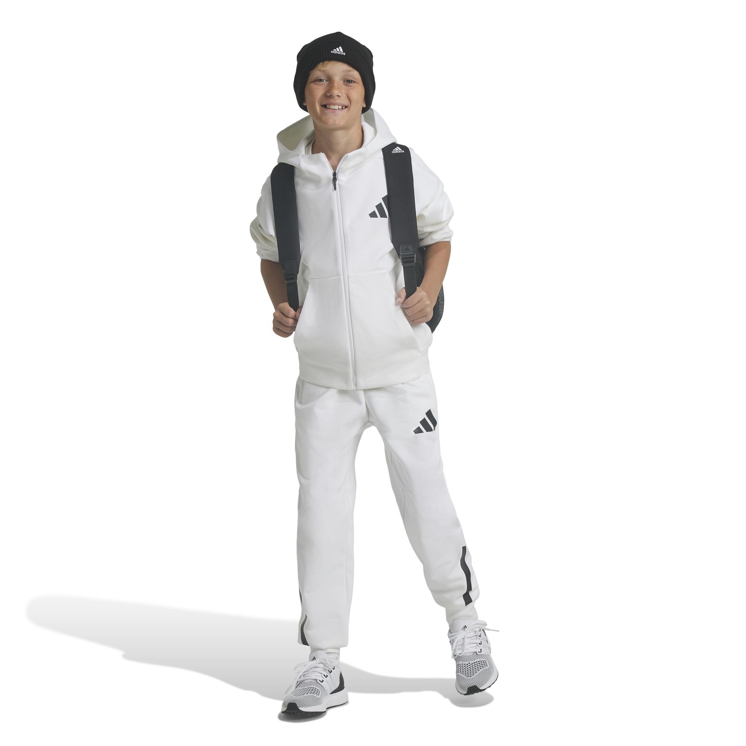 Unisex Kids adidas Z.N.E. Tapered-Leg Tracksuit Bottoms, White, A901_ONE, large image number 14