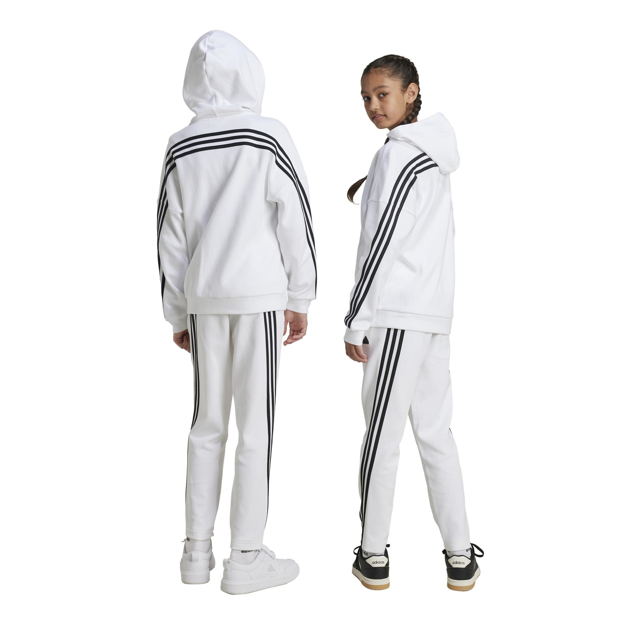 Unisex Kids Future Icons 3-Stripes Ankle-Length Tracksuit Bottoms, White, A901_ONE, large image number 2