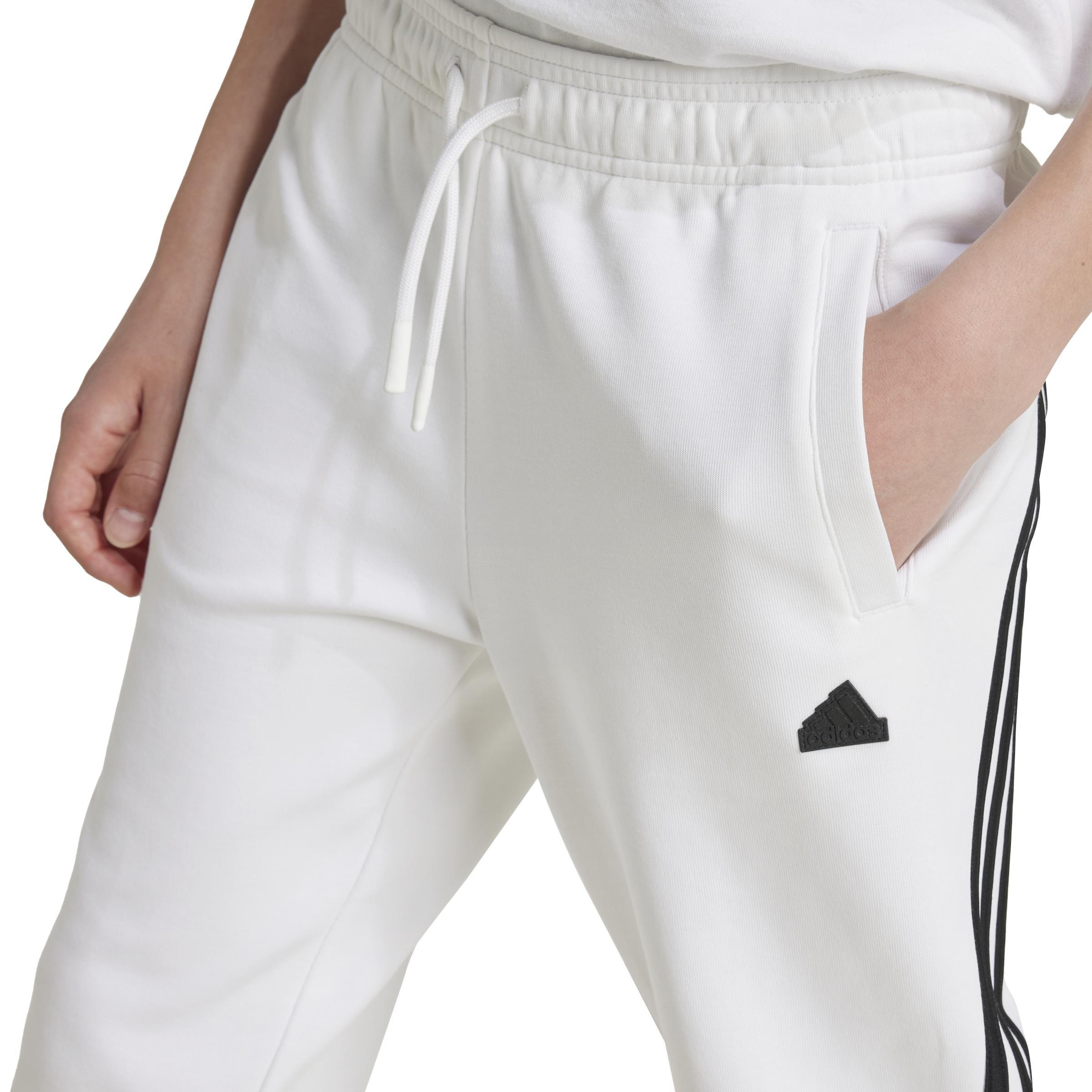 Unisex Kids Future Icons 3-Stripes Ankle-Length Tracksuit Bottoms, White, A901_ONE, large image number 5