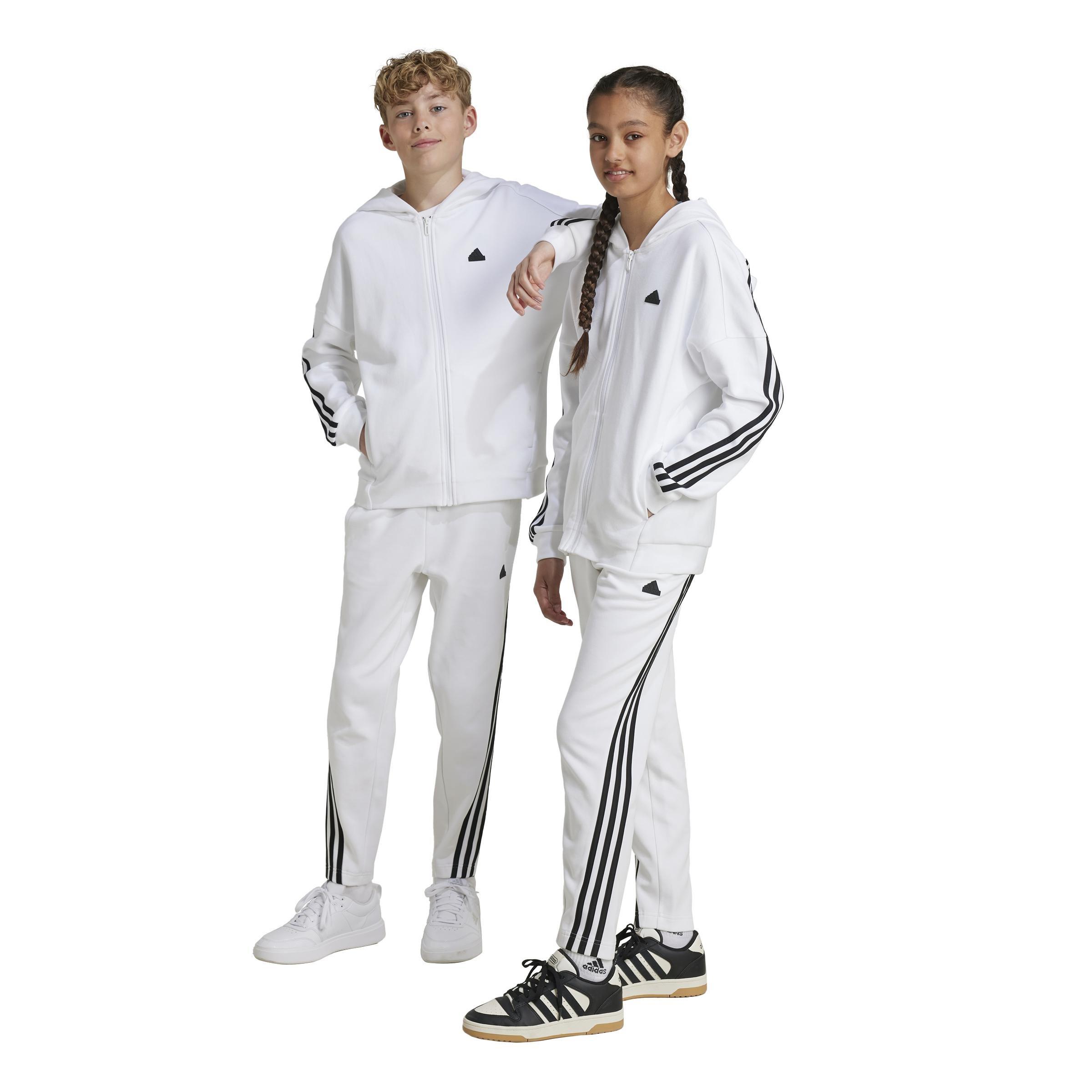 Unisex Kids Future Icons 3-Stripes Ankle-Length Tracksuit Bottoms, White, A901_ONE, large image number 9
