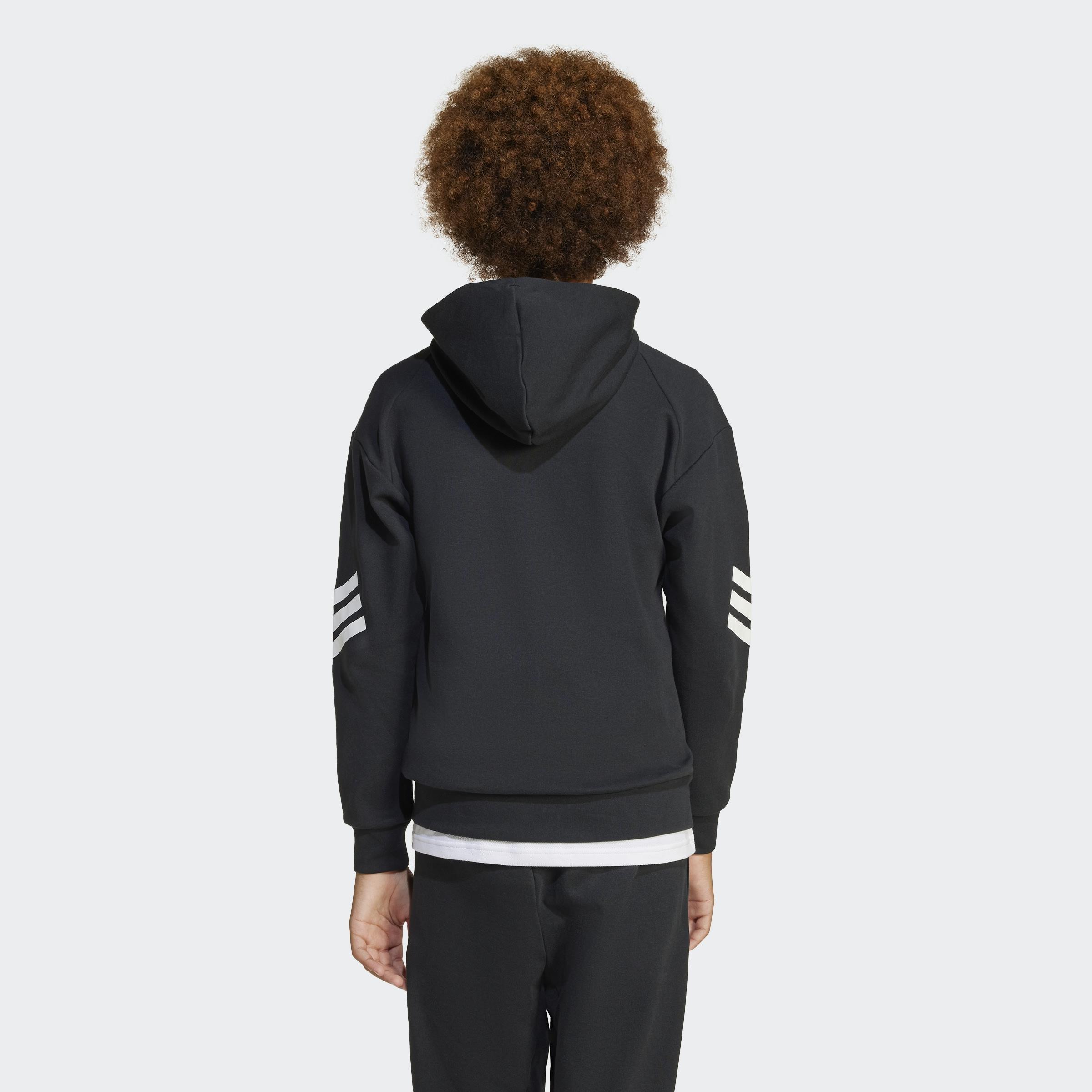 Kids Unisex Future Icons 3-Stripes Full-Zip Hooded Track Jacket, Black, A901_ONE, large image number 3
