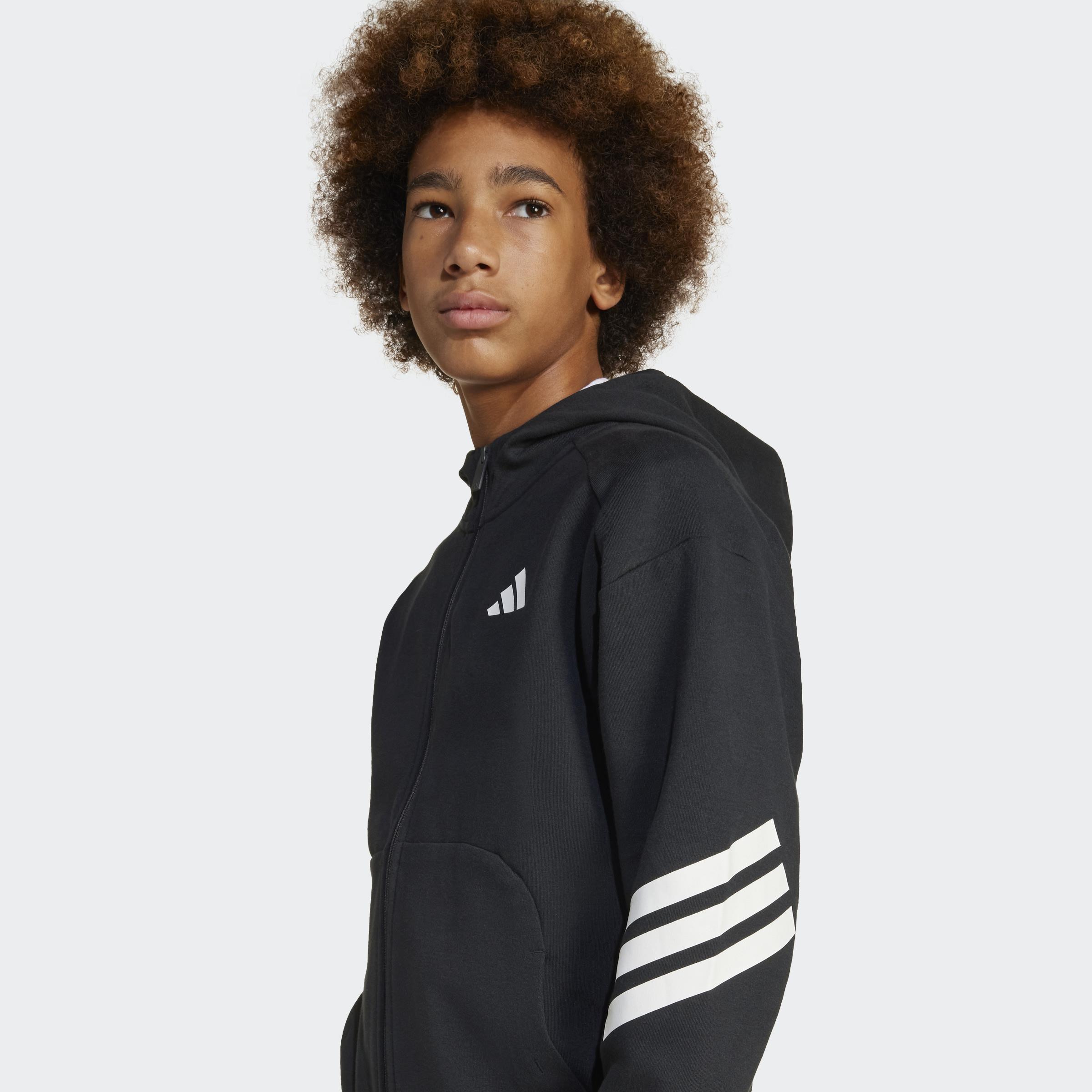 Kids Unisex Future Icons 3-Stripes Full-Zip Hooded Track Jacket, Black, A901_ONE, large image number 5