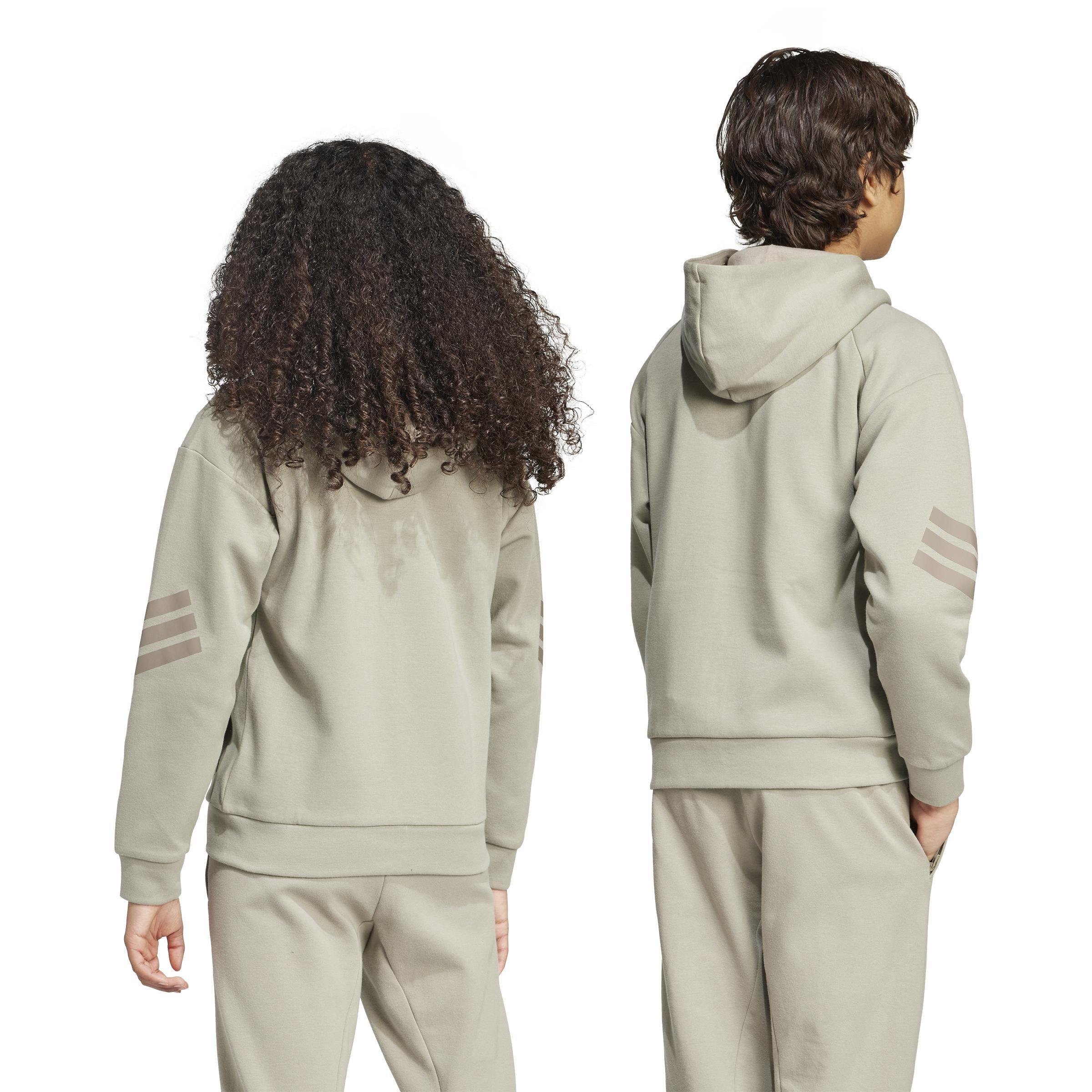 Kids Unisex Future Icons 3-Stripes Full-Zip Hooded Track Jacket, Beige, A901_ONE, large image number 3