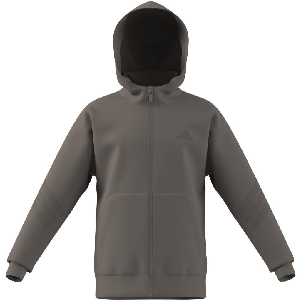 Kids Unisex Future Icons 3-Stripes Full-Zip Hooded Track Jacket, Beige, A901_ONE, large image number 12