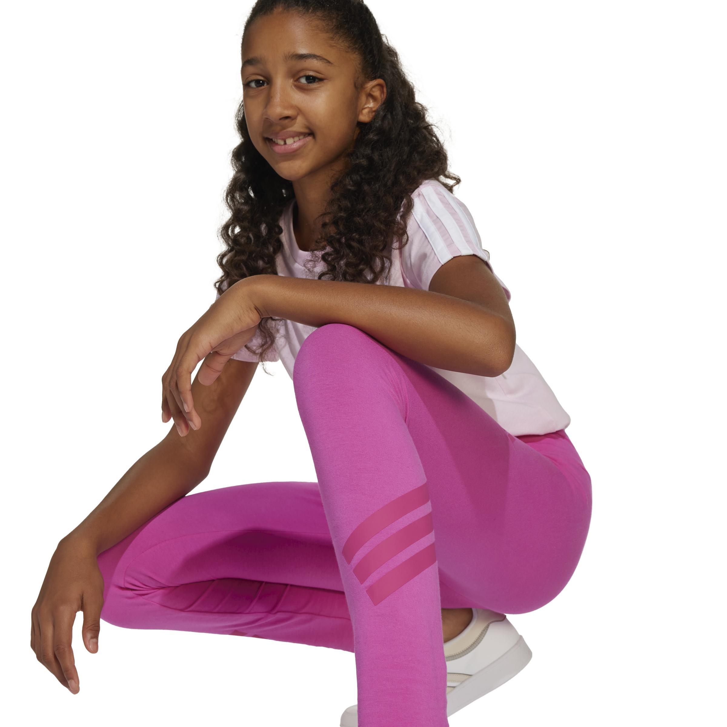 Kids Future Icons 3-Stripes Leggings, Pink, A901_ONE, large image number 4