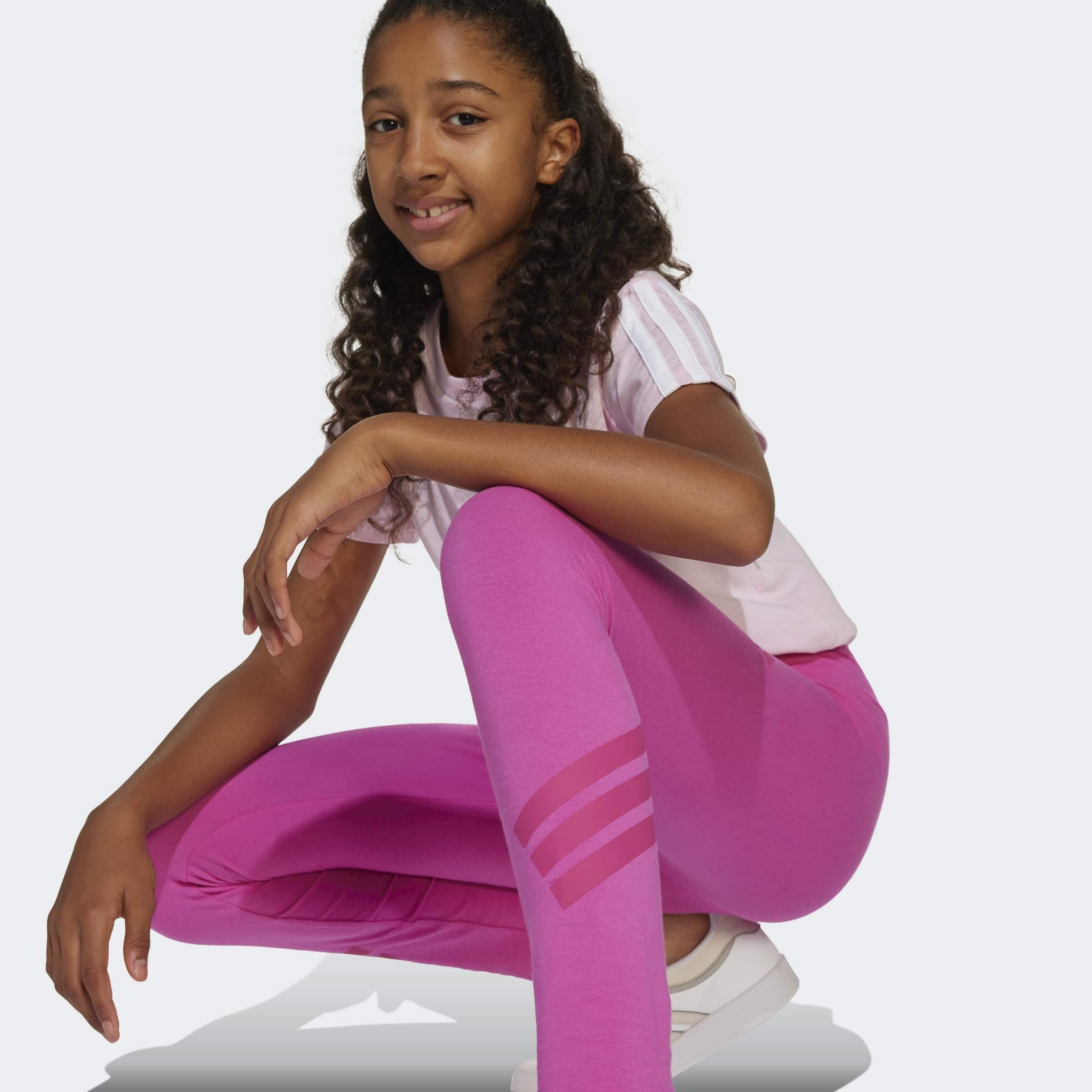 Kids Future Icons 3-Stripes Leggings, Pink, A901_ONE, large image number 6