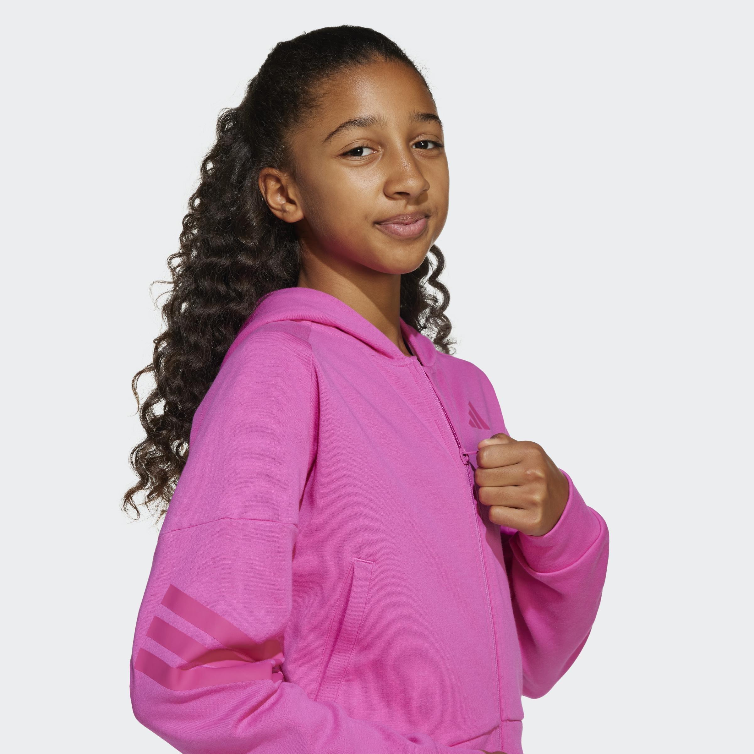 Kids Future Icons 3-Stripes Full-Zip Hooded Track Jacket, Pink, A901_ONE, large image number 7