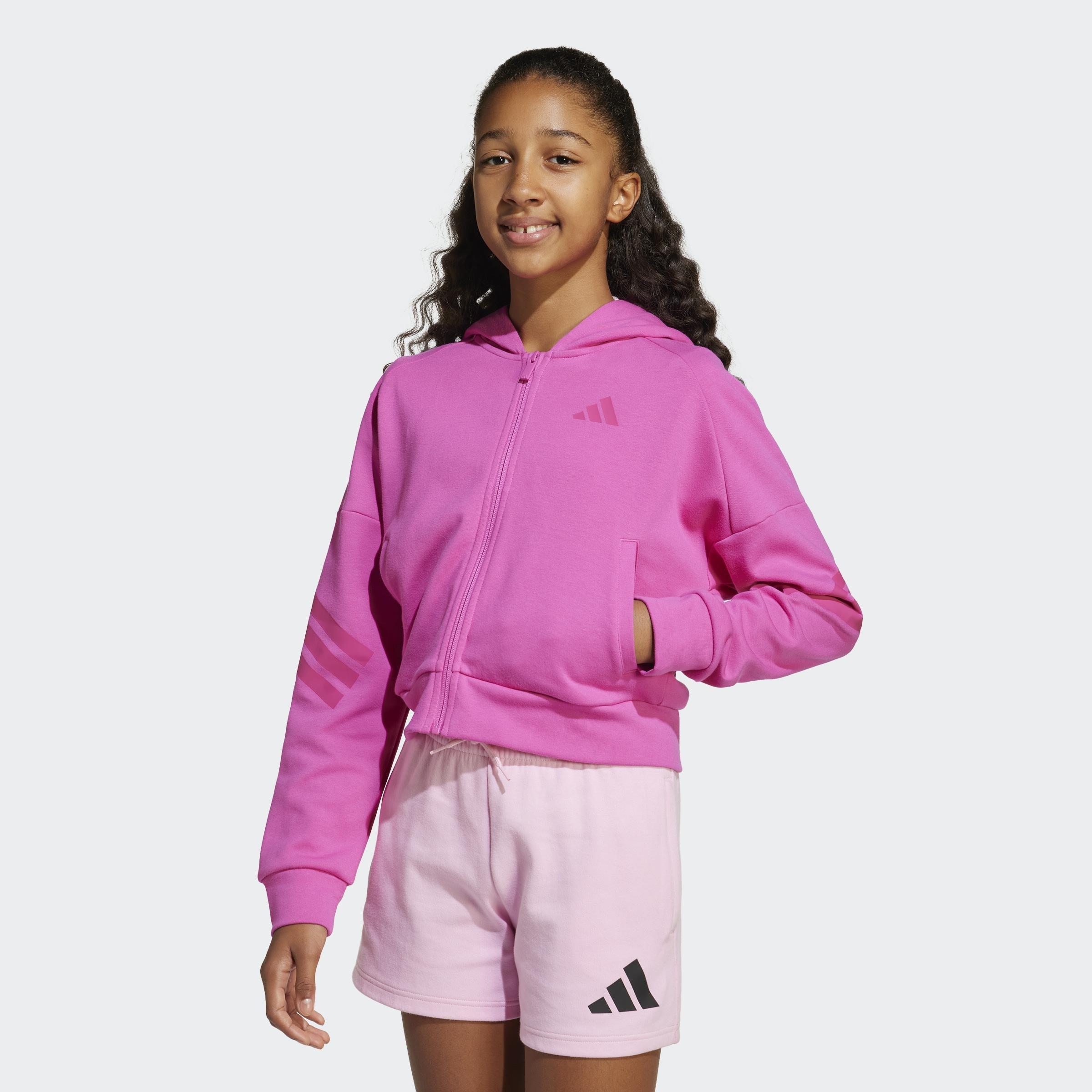 Kids Future Icons 3-Stripes Full-Zip Hooded Track Jacket, Pink, A901_ONE, large image number 11