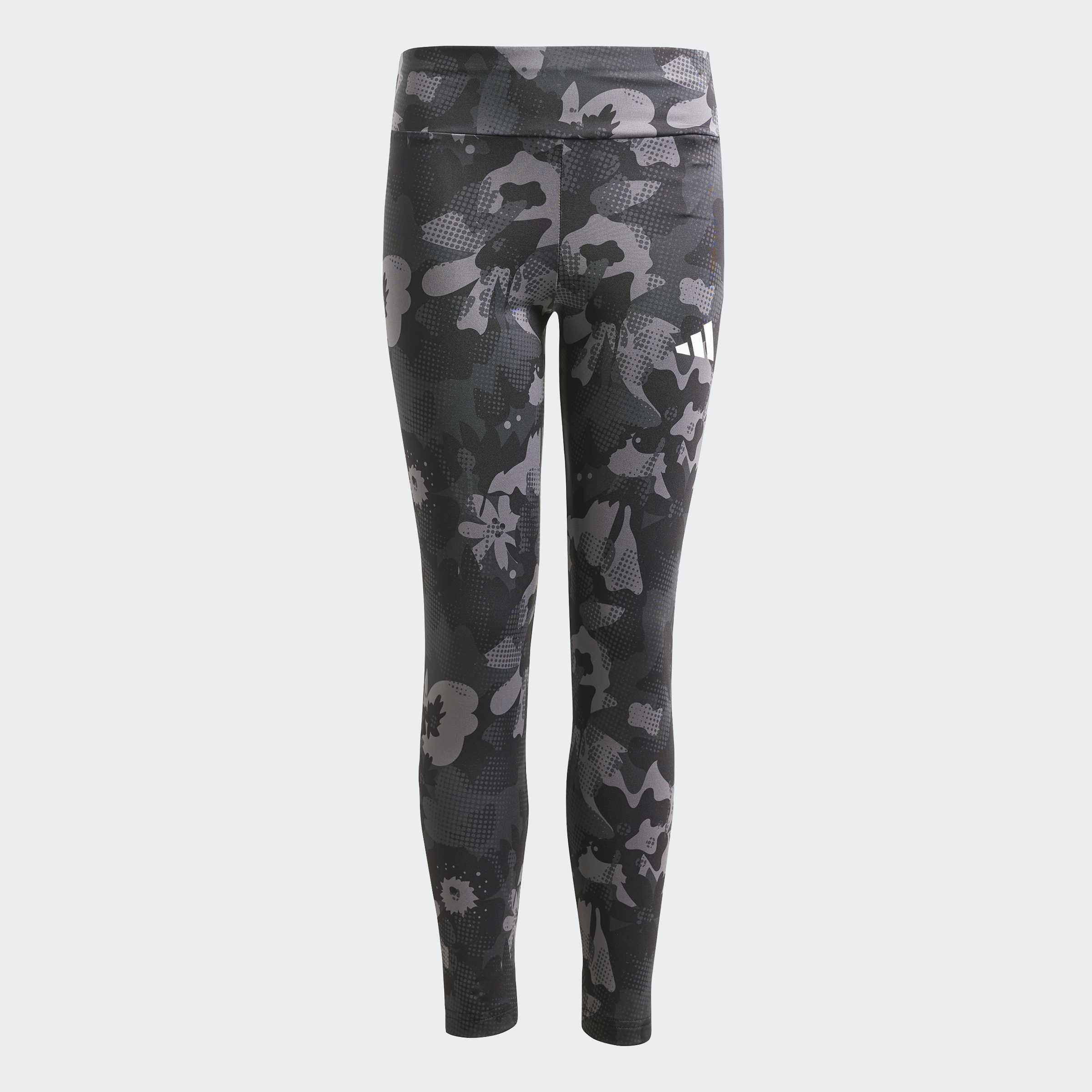 Kids Train Essentials Flower Print Leggings, Grey, A901_ONE, large image number 1