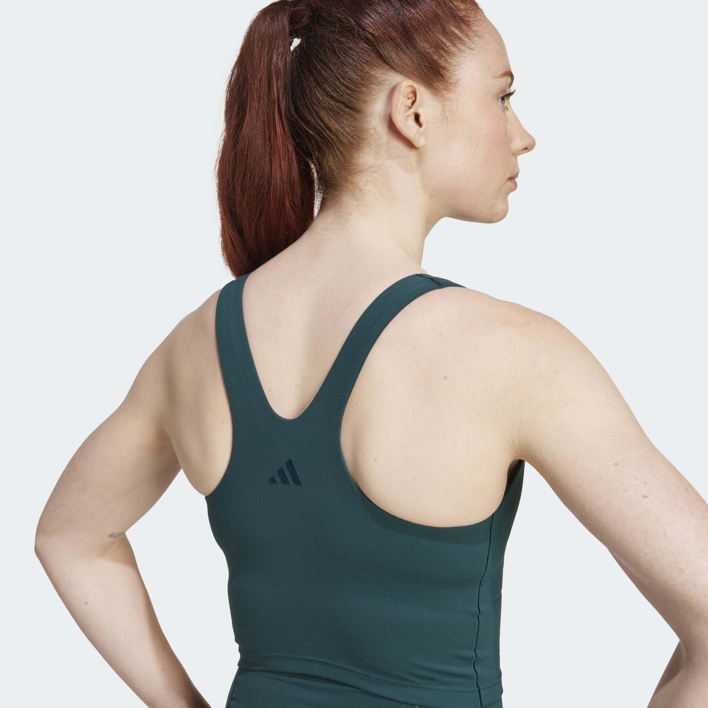 Adidas All Me Medium Support Bra Tank Top, Green, A901_ONE, large image number 3