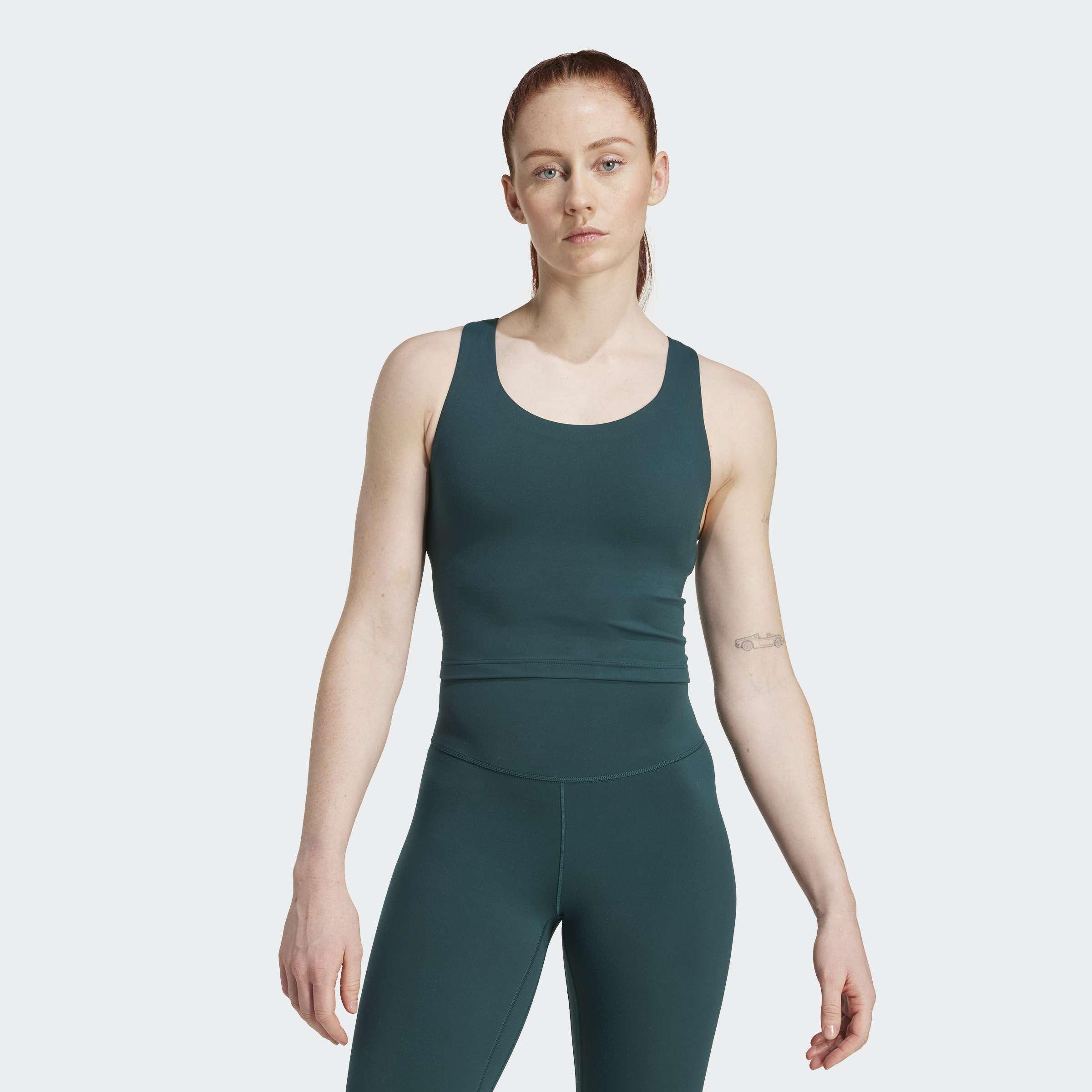 Adidas All Me Medium Support Bra Tank Top, Green, A901_ONE, large image number 5