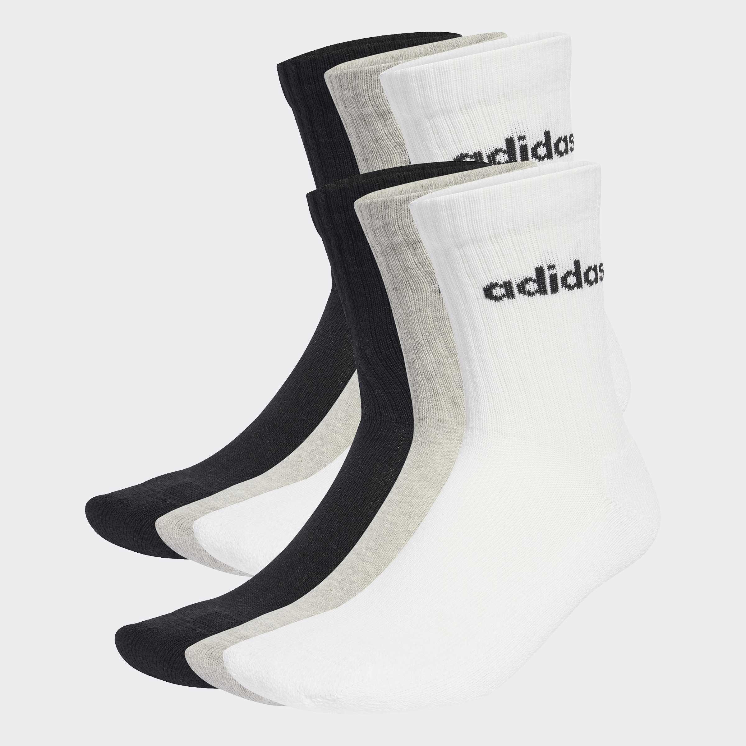 Unisex Linear Crew Socks Cushioned Socks 6 Pair Pack, Multicolour, A901_ONE, large image number 3