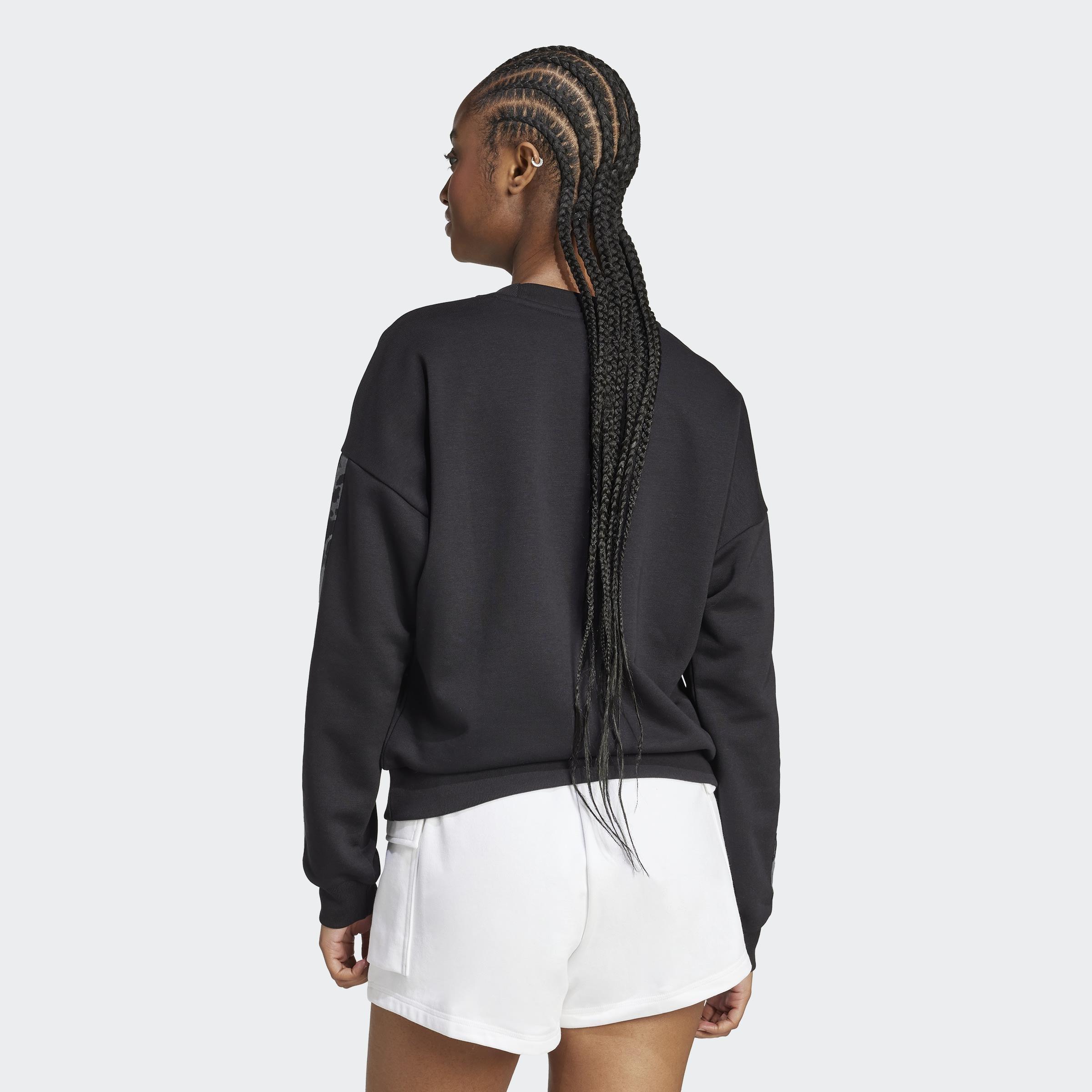 Animal Print 3-Stripes French Terry Sweatshirt, Black, A901_ONE, medium