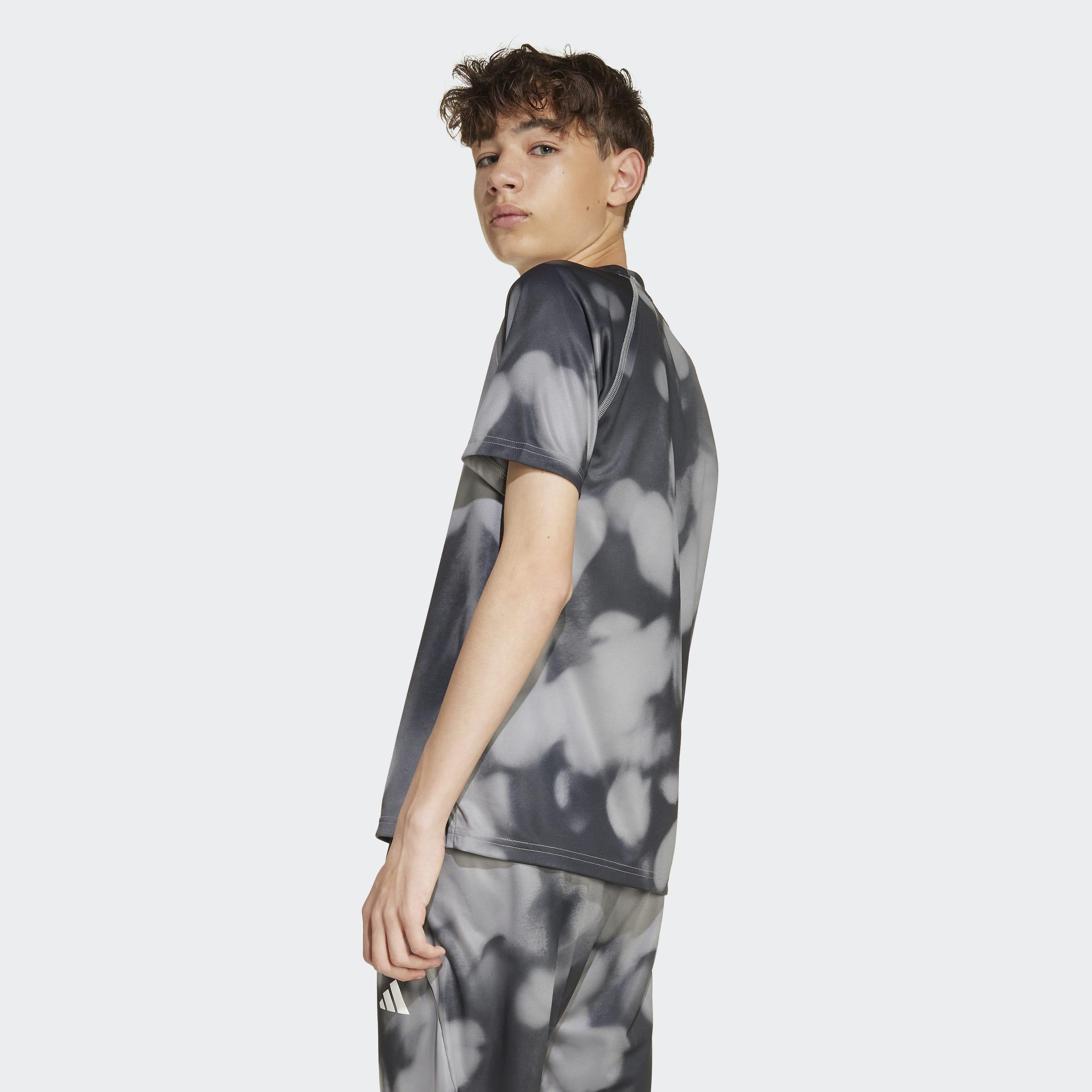 Kids Training T-Shirt With Allover Graphic, Grey