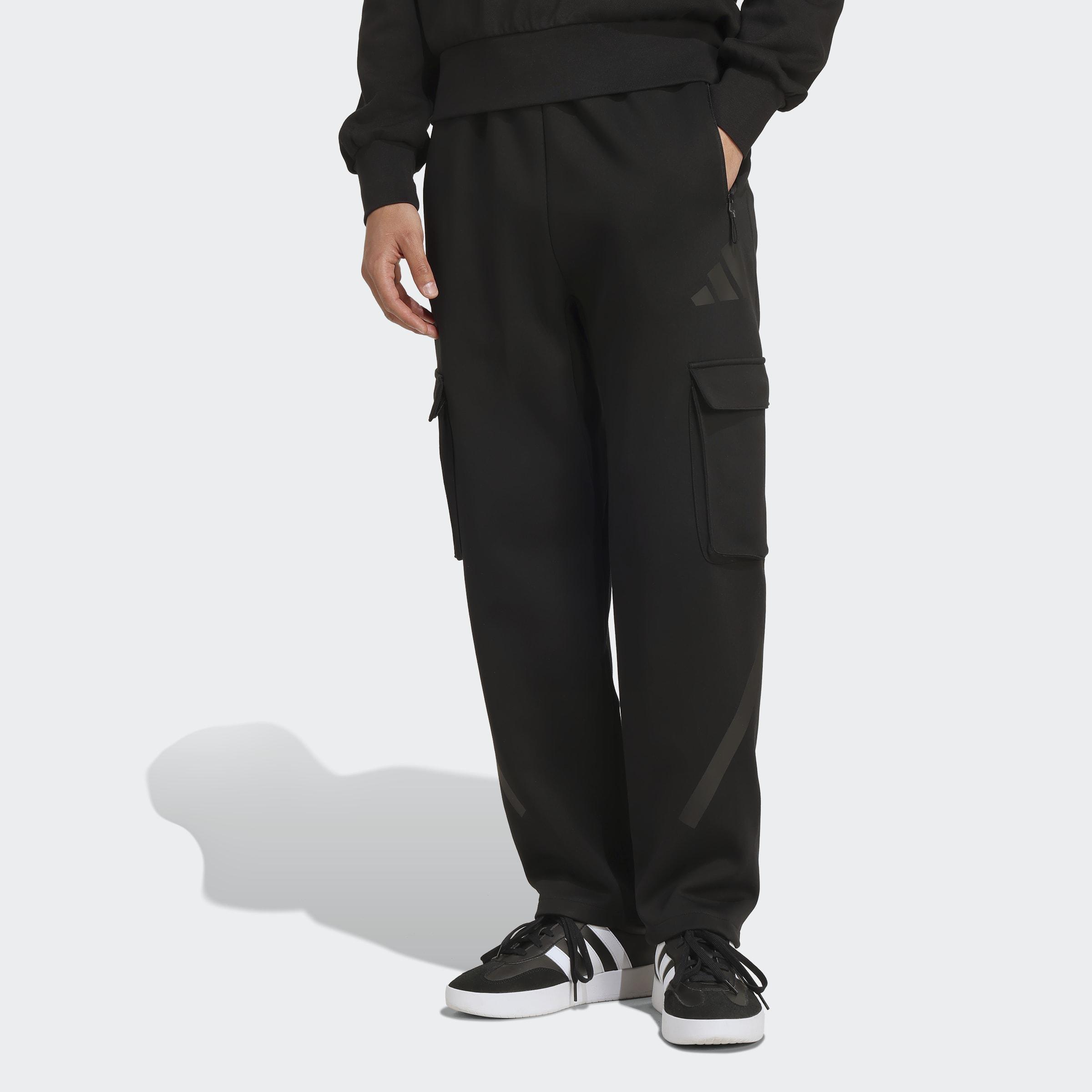 Adidas Z.N.E. Open-Hem Cargo Tracksuit Bottoms, Black, A901_ONE, large image number 4