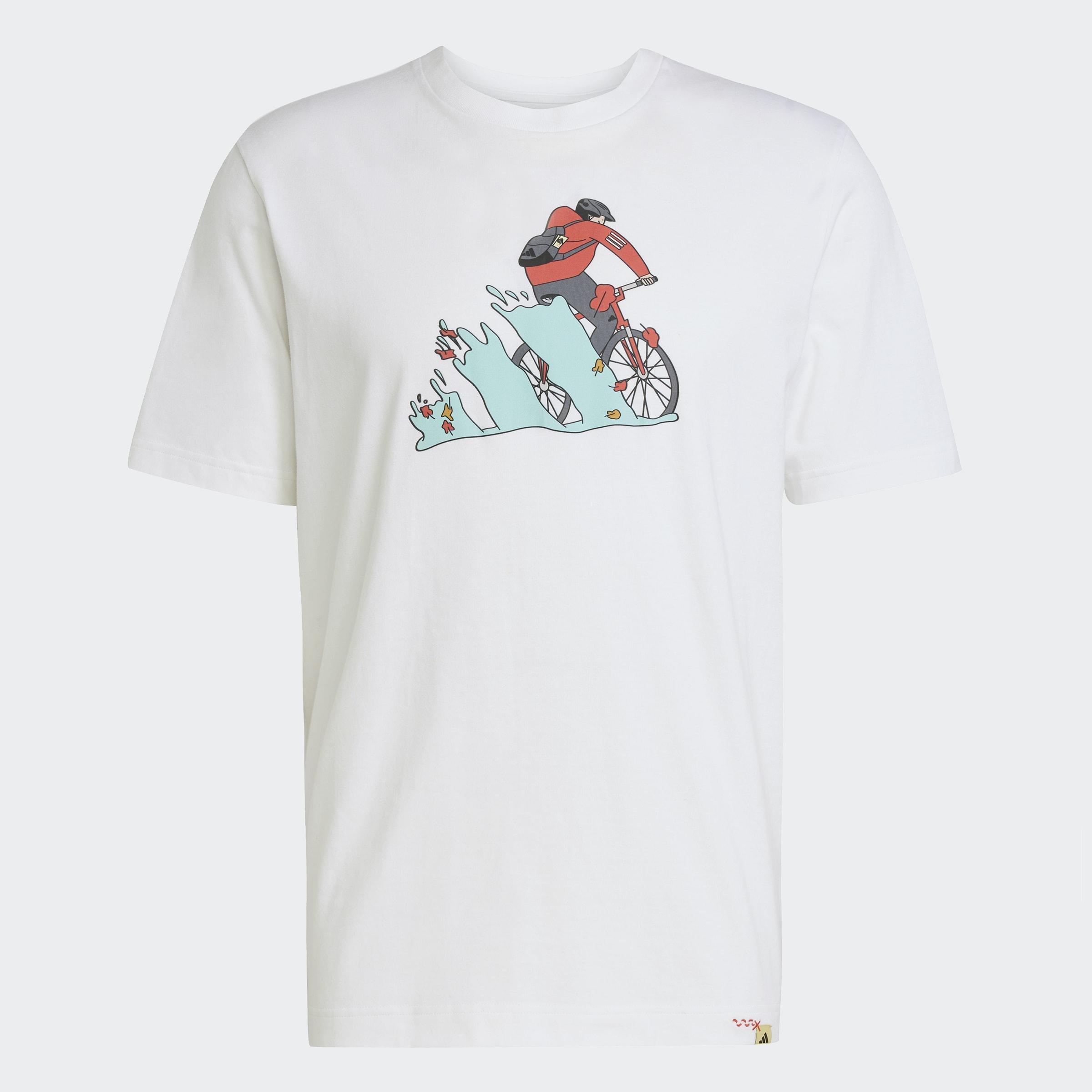 Doodle Hunt Bike Graphic T-Shirt, White