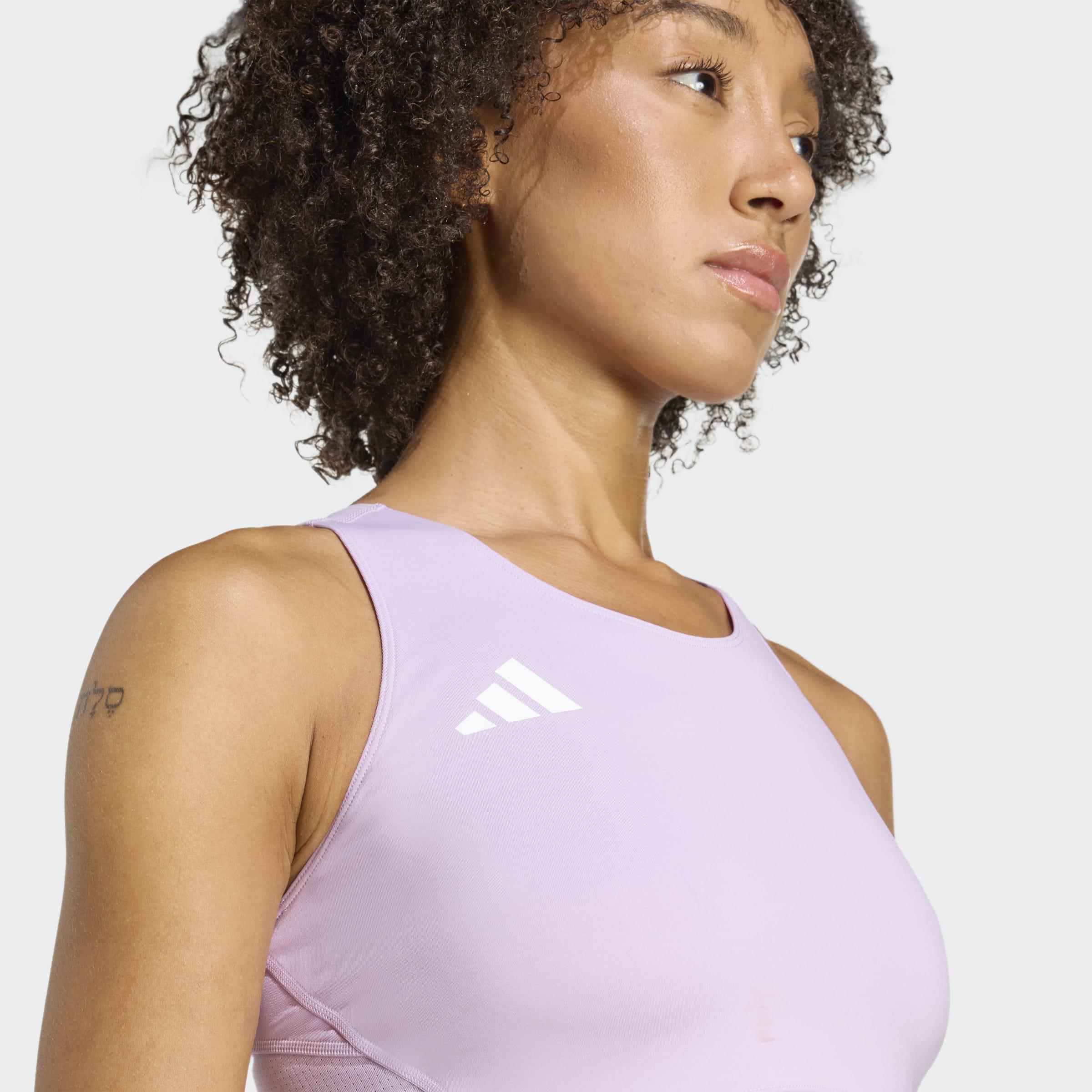 Adizero Essentials Running Crop Top, Purple, A901_ONE, large image number 3