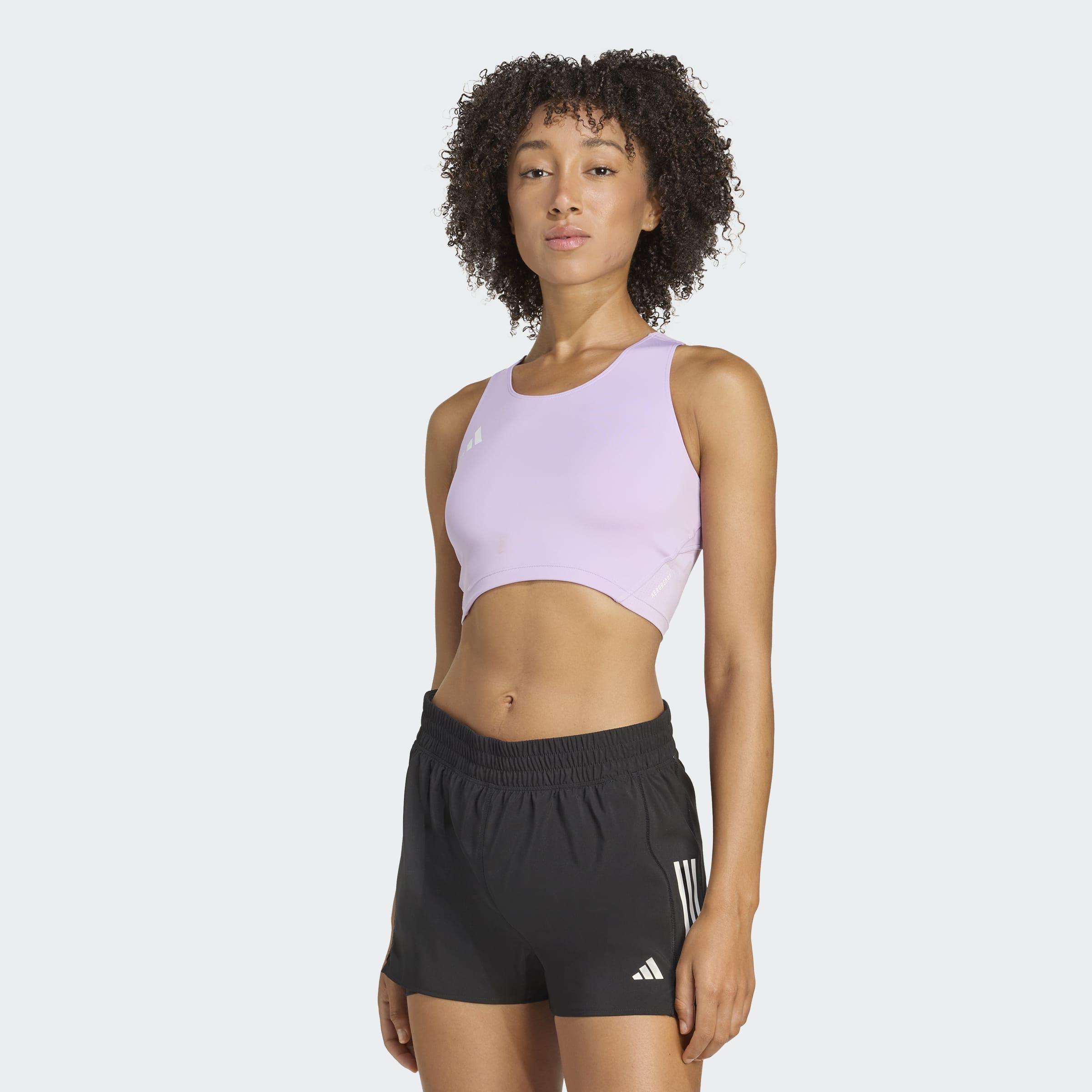 Adizero Essentials Running Crop Top, Purple, A901_ONE, large image number 6