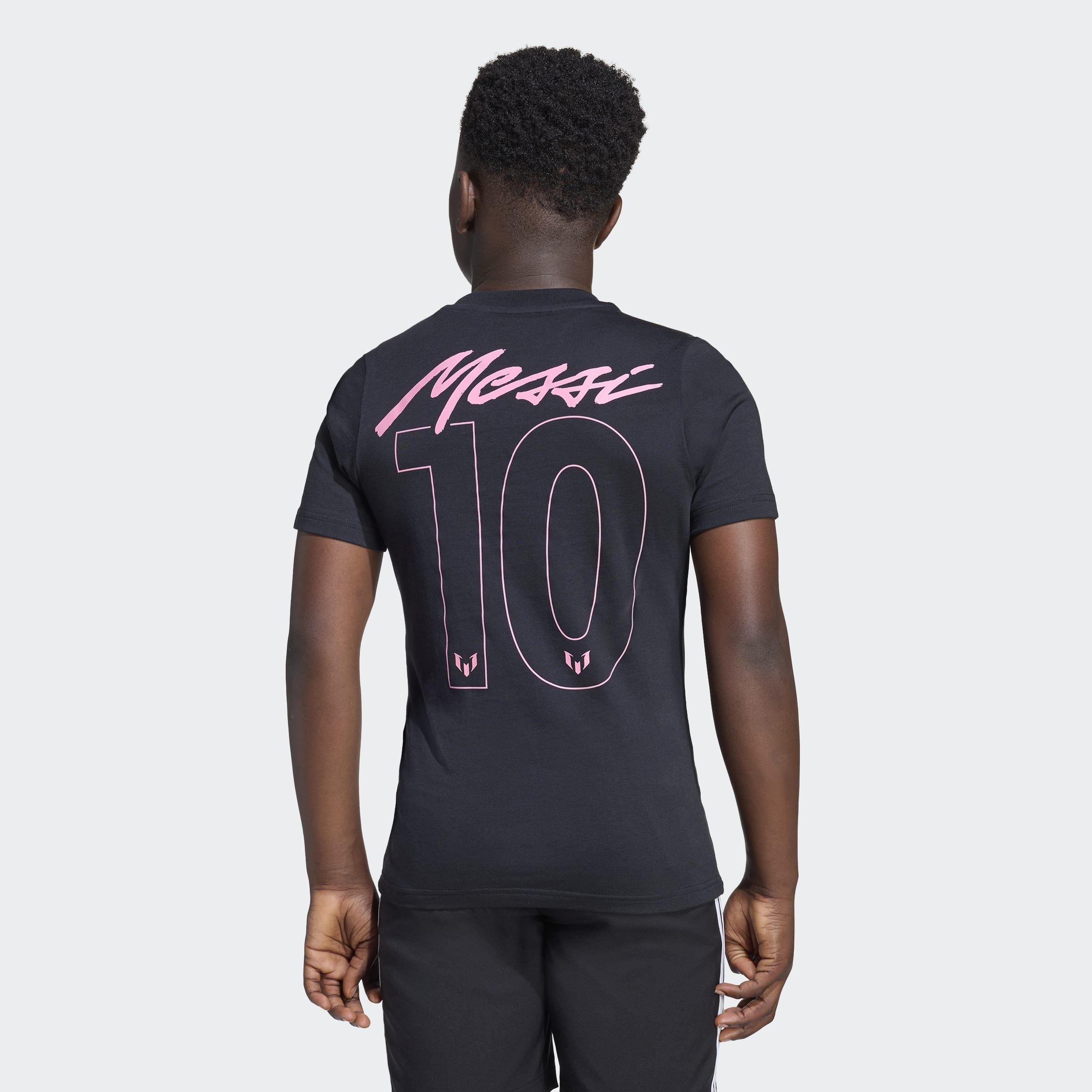 Kids Messi Name and Number Graphic T-Shirt, Black