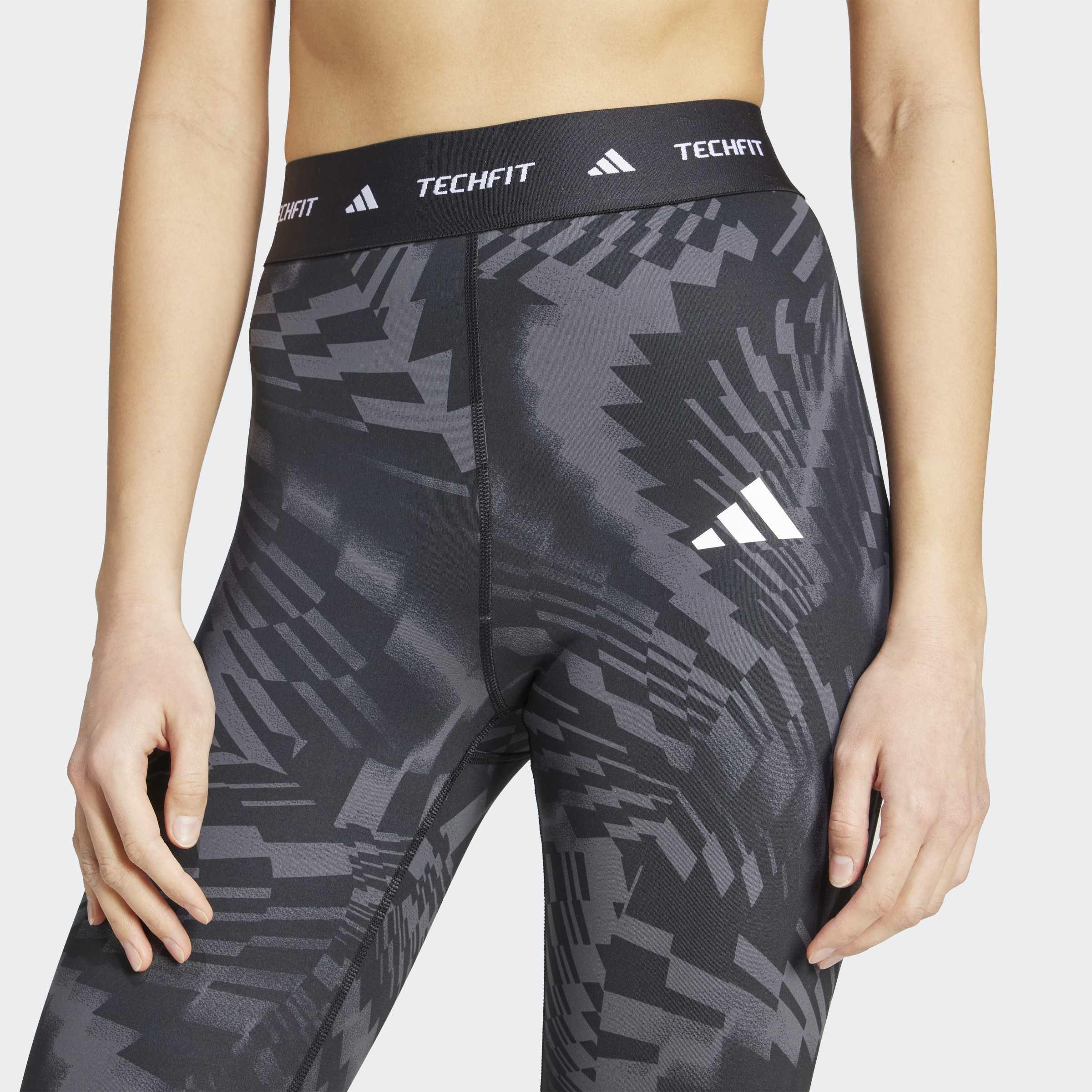 Adidas Techfit Printed 7/8 Leggings, Grey, A901_ONE, large image number 3