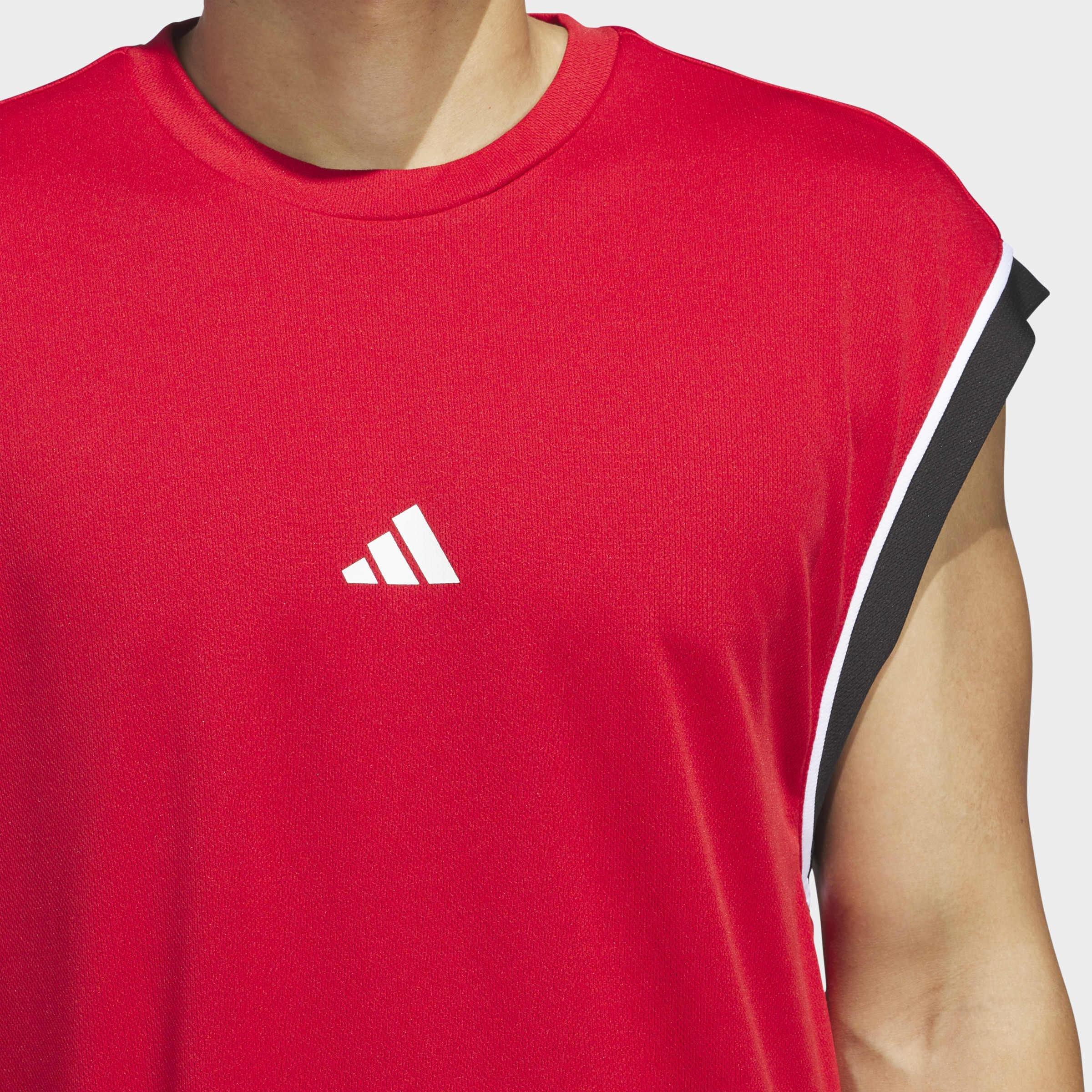 Adidas Basketball All-World Sleeveless Tank Top, Red, A901_ONE, large image number 3
