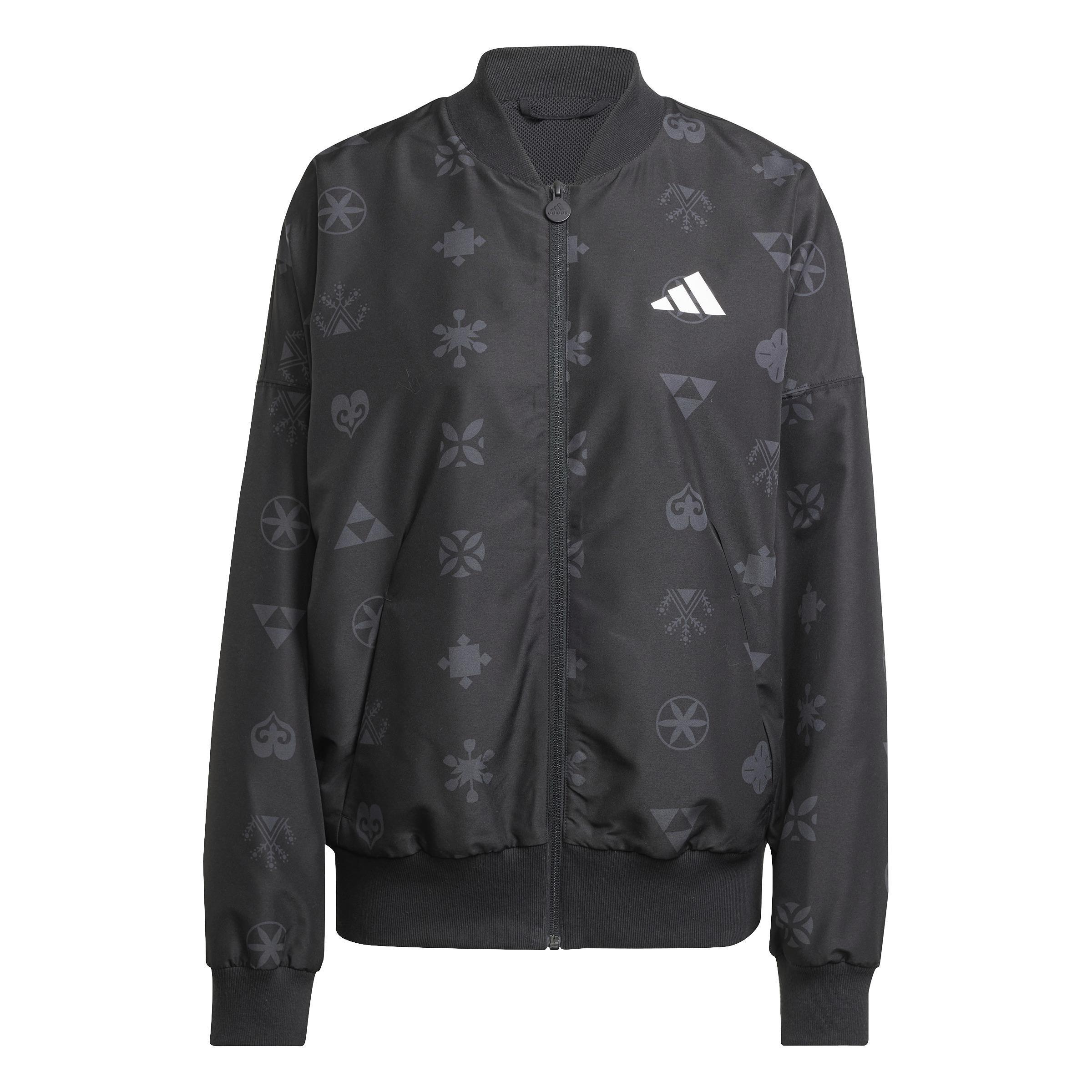 Unisex Bloom Sky Print Woven Bomber Jacket, Black, A901_ONE, large image number 0