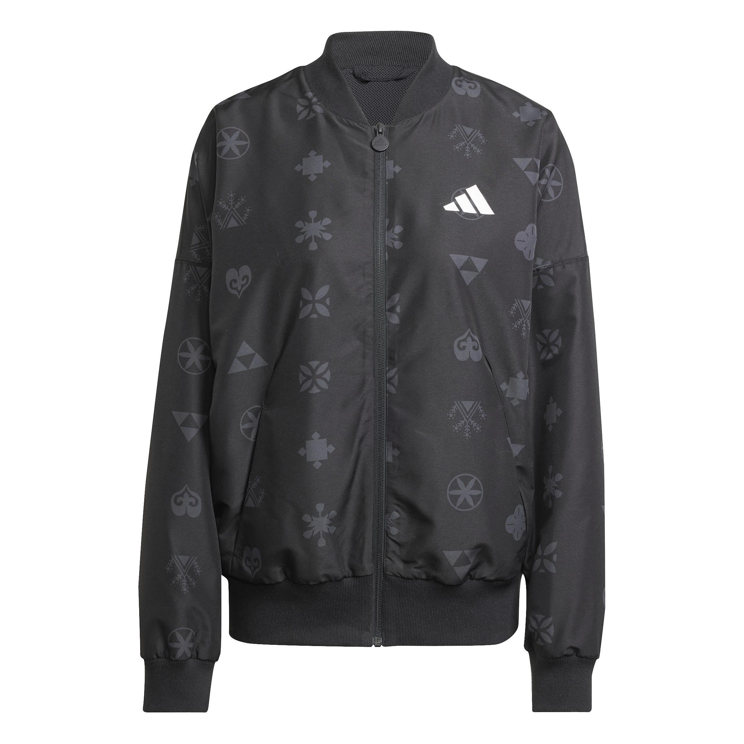 Unisex Bloom Sky Print Woven Bomber Jacket, Black, A901_ONE, large image number 1