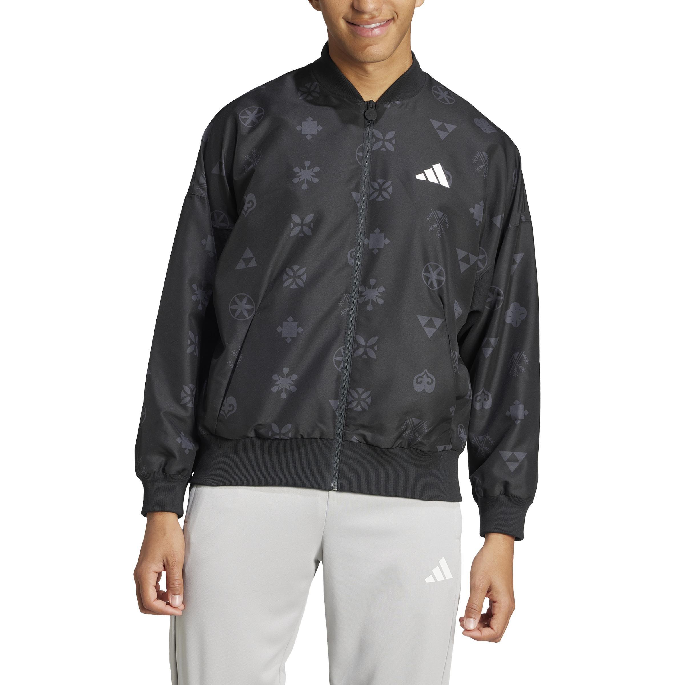 Unisex Bloom Sky Print Woven Bomber Jacket, Black, A901_ONE, large image number 2