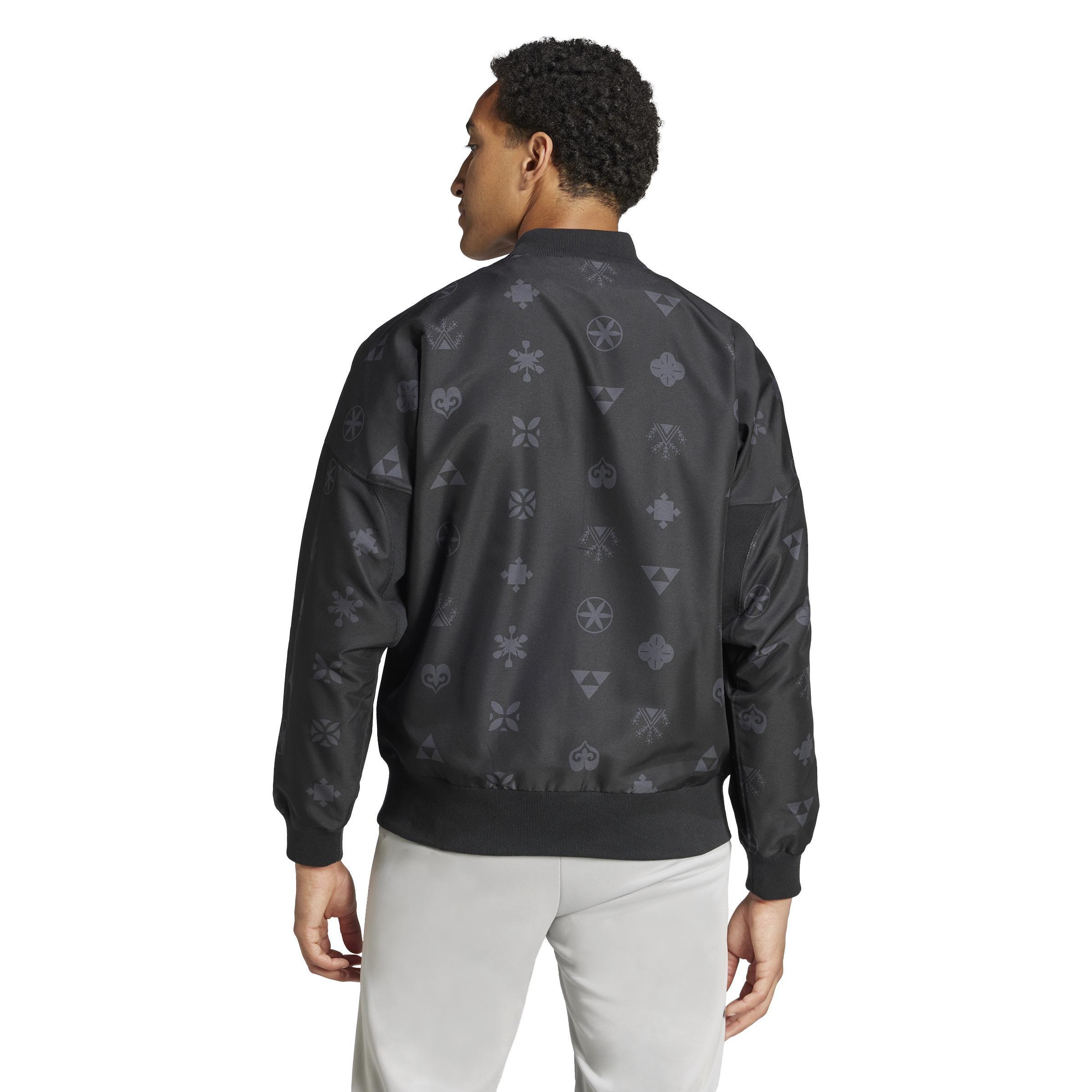 Unisex Bloom Sky Print Woven Bomber Jacket, Black, A901_ONE, large image number 3