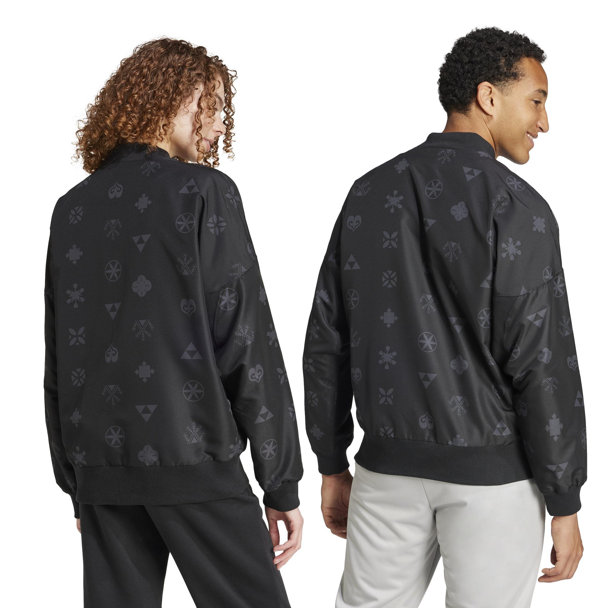 Unisex Bloom Sky Print Woven Bomber Jacket, Black, A901_ONE, large image number 4