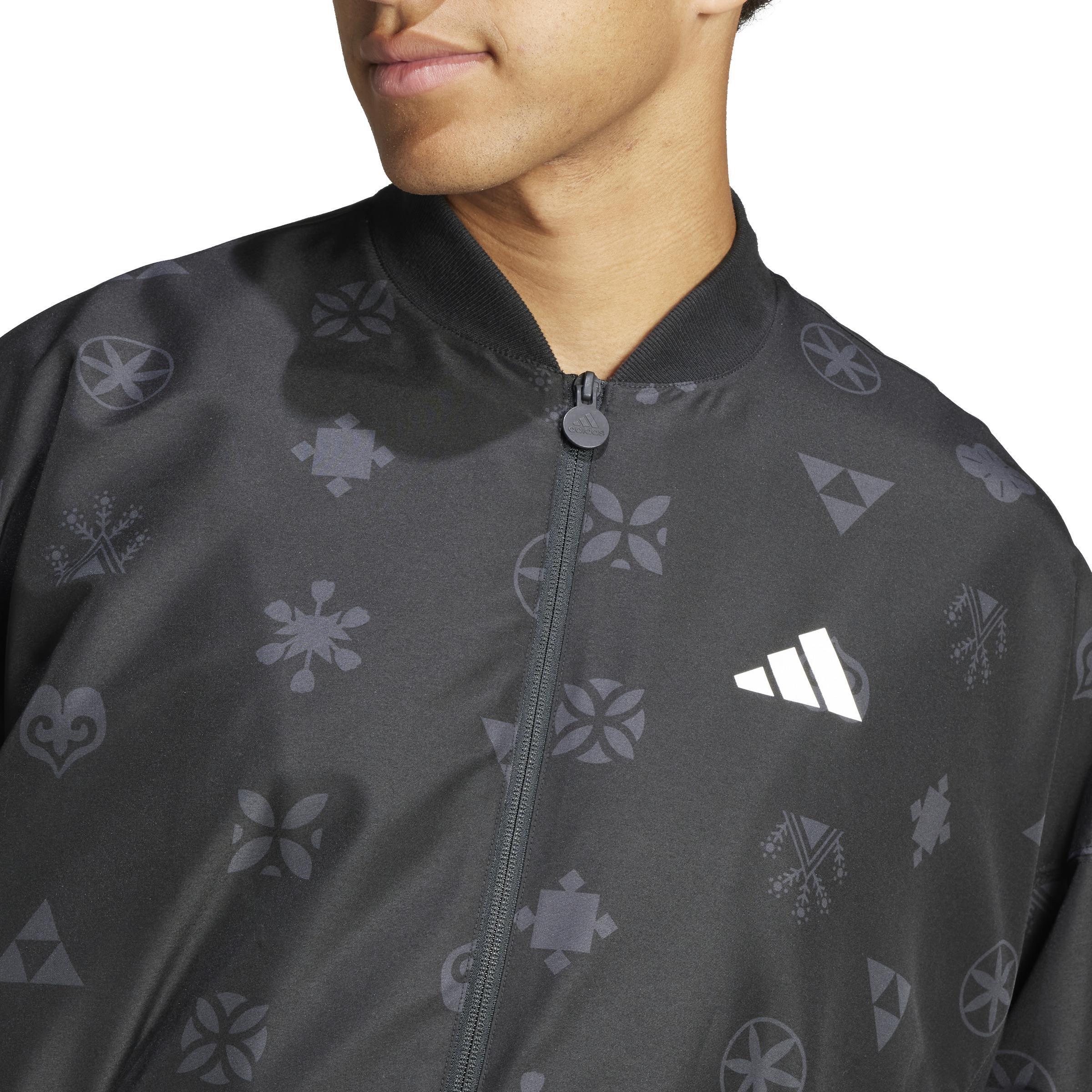 Unisex Bloom Sky Print Woven Bomber Jacket, Black, A901_ONE, large image number 6