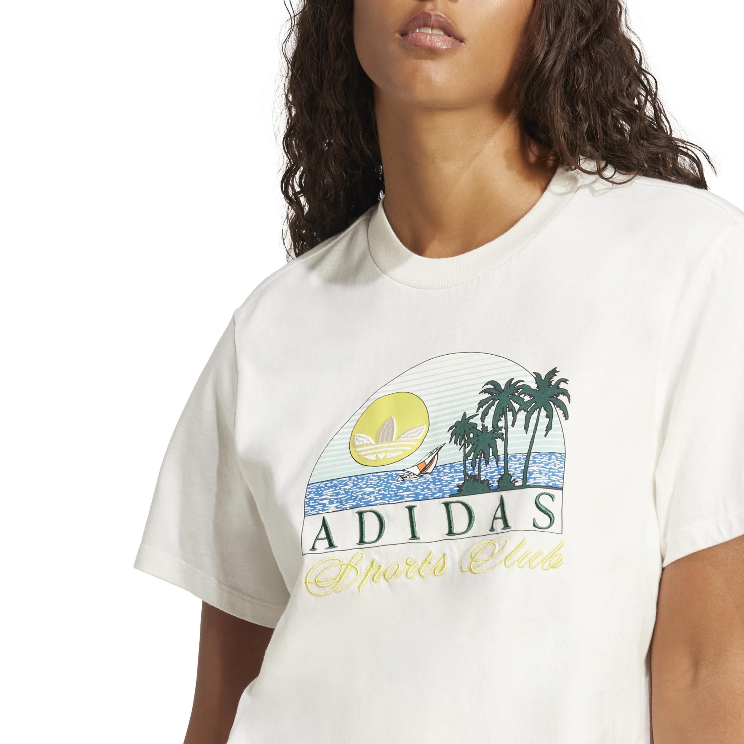 Trefoil Series Island Club Loose T-Shirt, White, A901_ONE, large image number 4