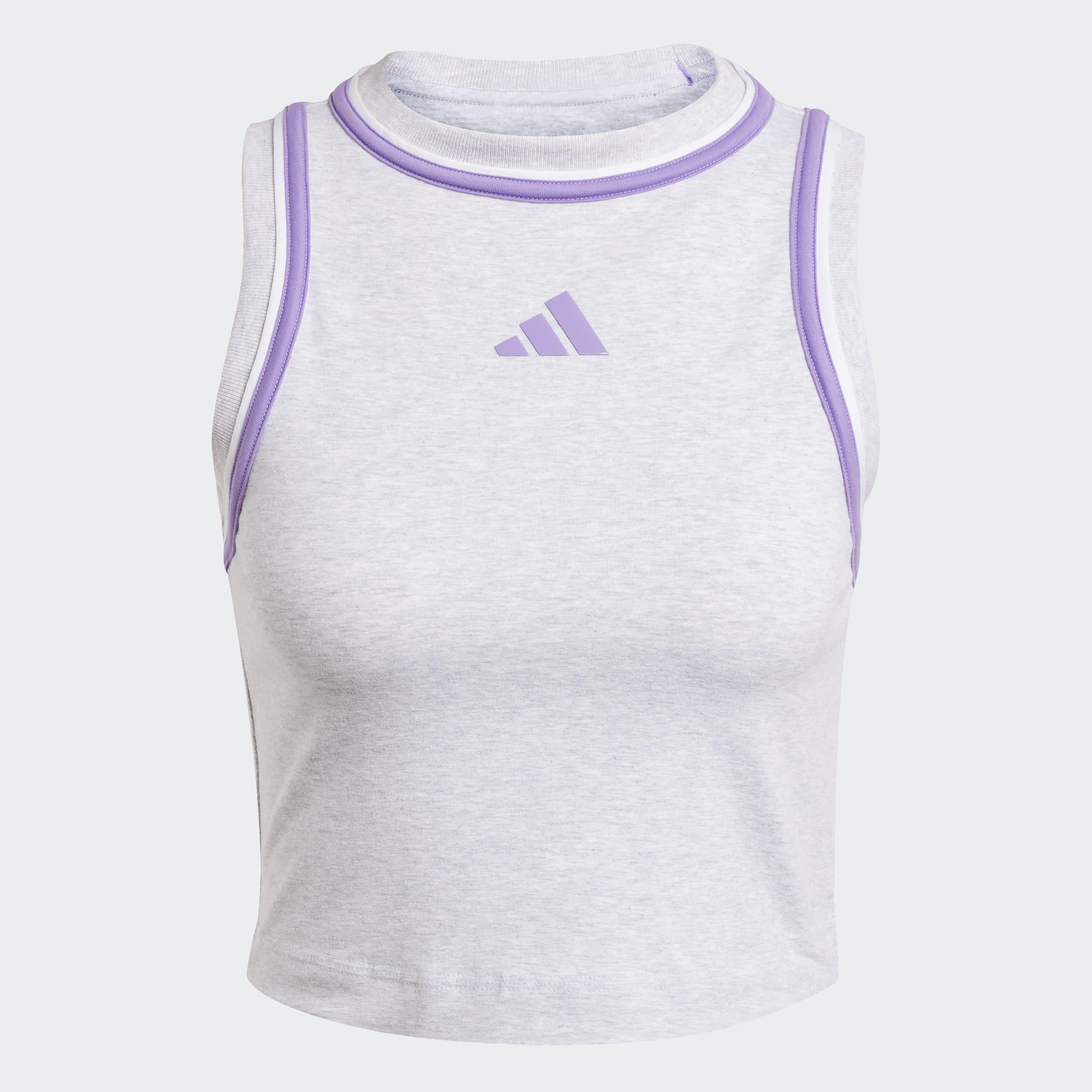 Essentials Color-Pop Cotton Crop Tank Top, Grey, A901_ONE, medium