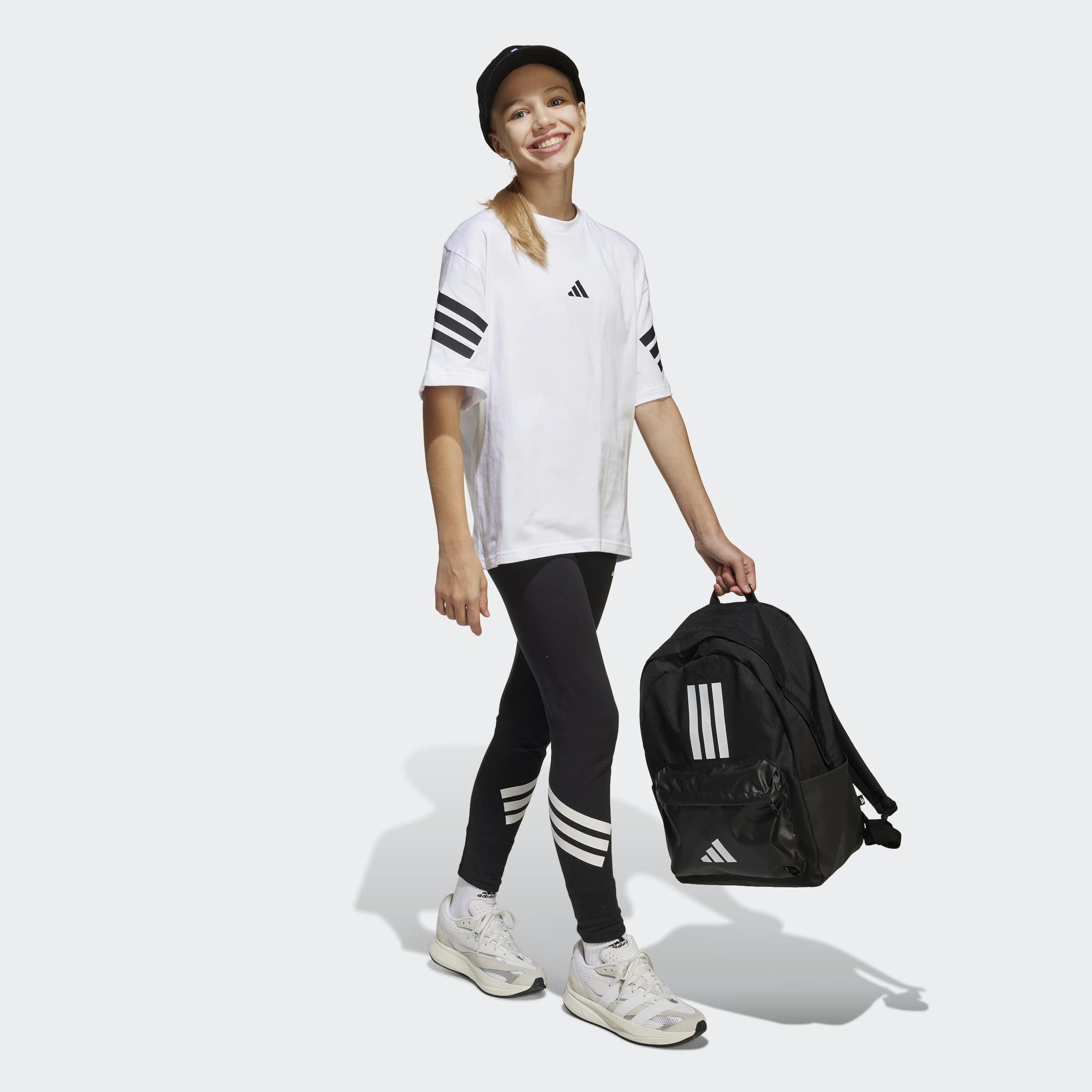 Kids Unisex Future Icons 3-Stripes T-Shirt, White, A901_ONE, large image number 2