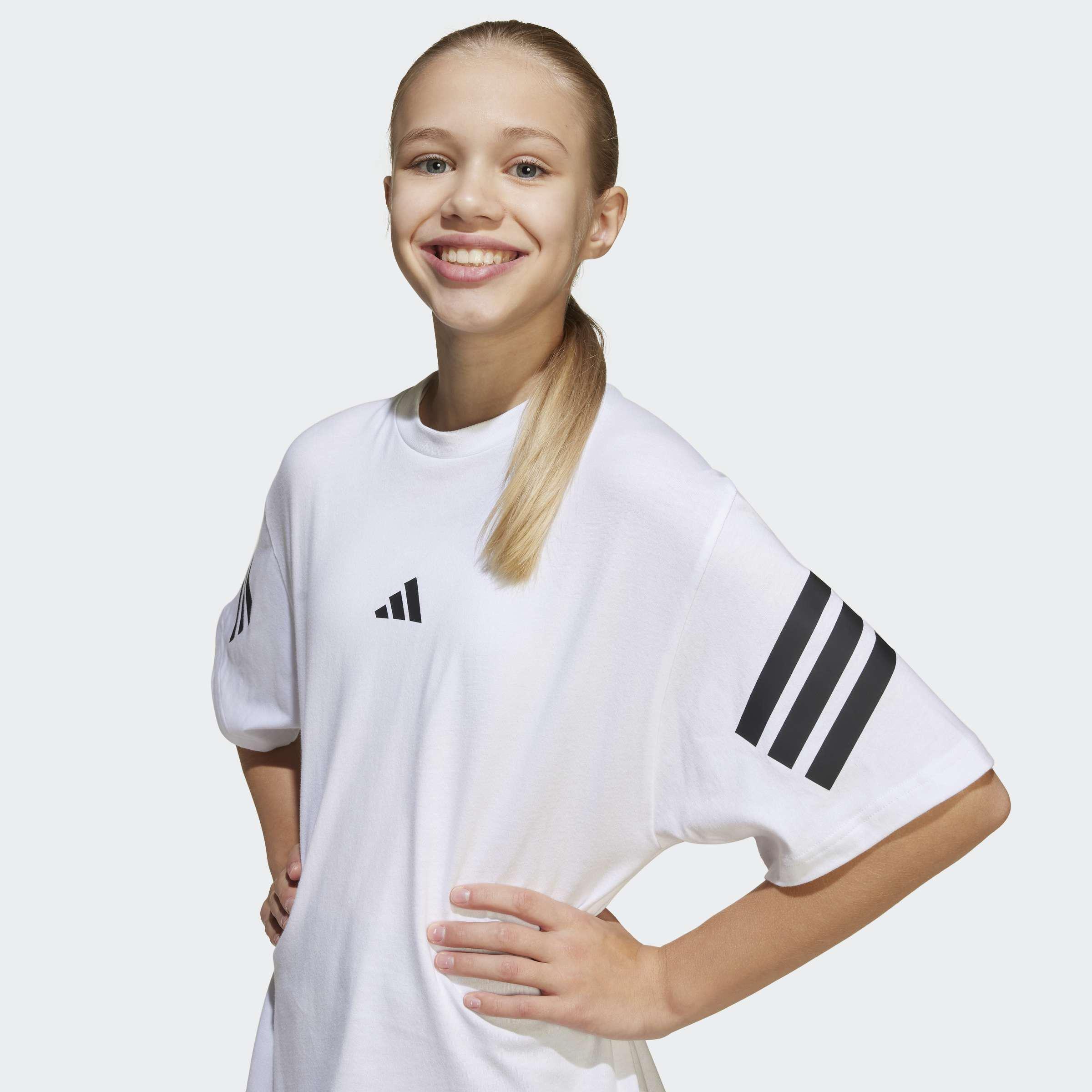 Kids Unisex Future Icons 3-Stripes T-Shirt, White, A901_ONE, large image number 4