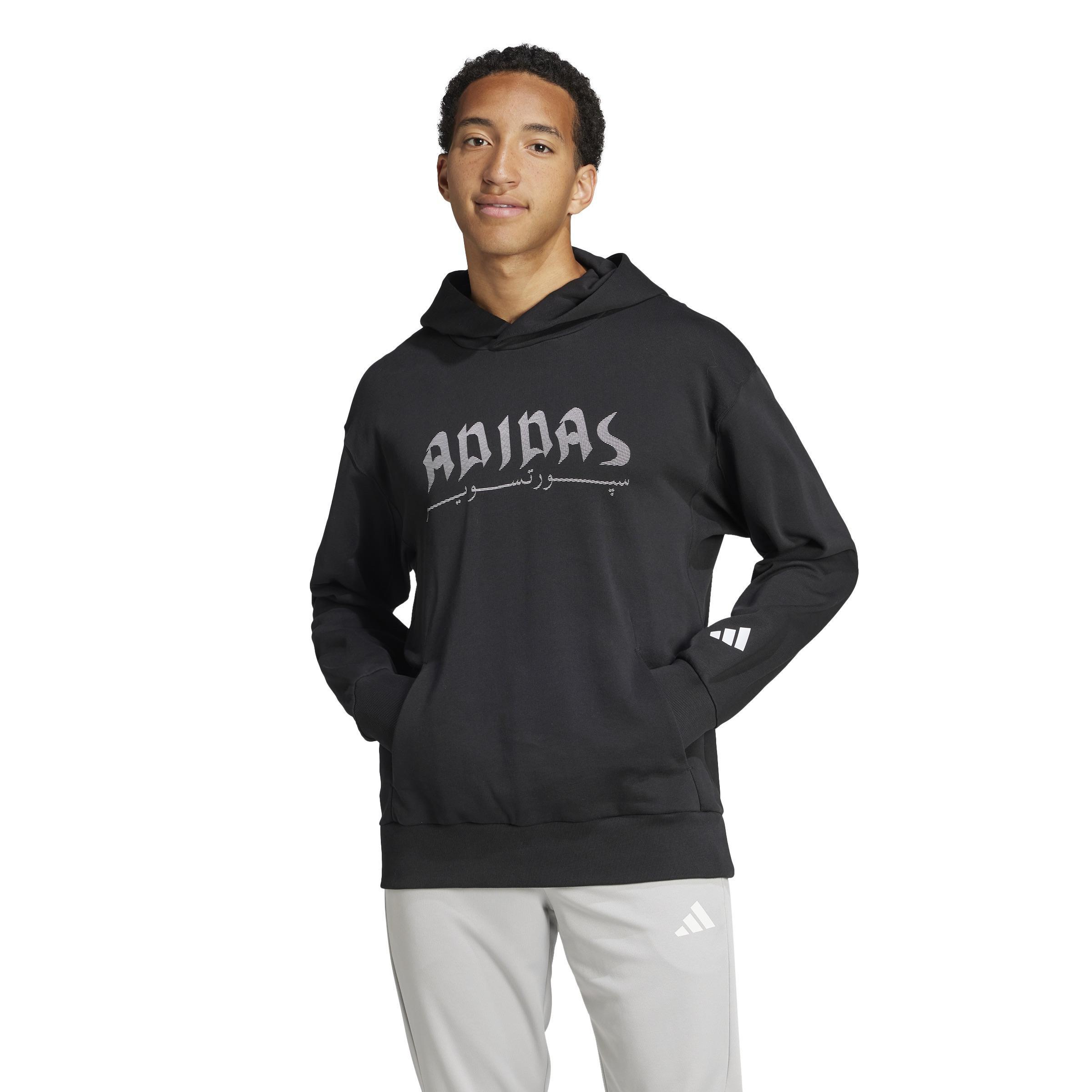 Unisex Bloom Sky Print French Terry Hoodie, Black, A901_ONE, large image number 13