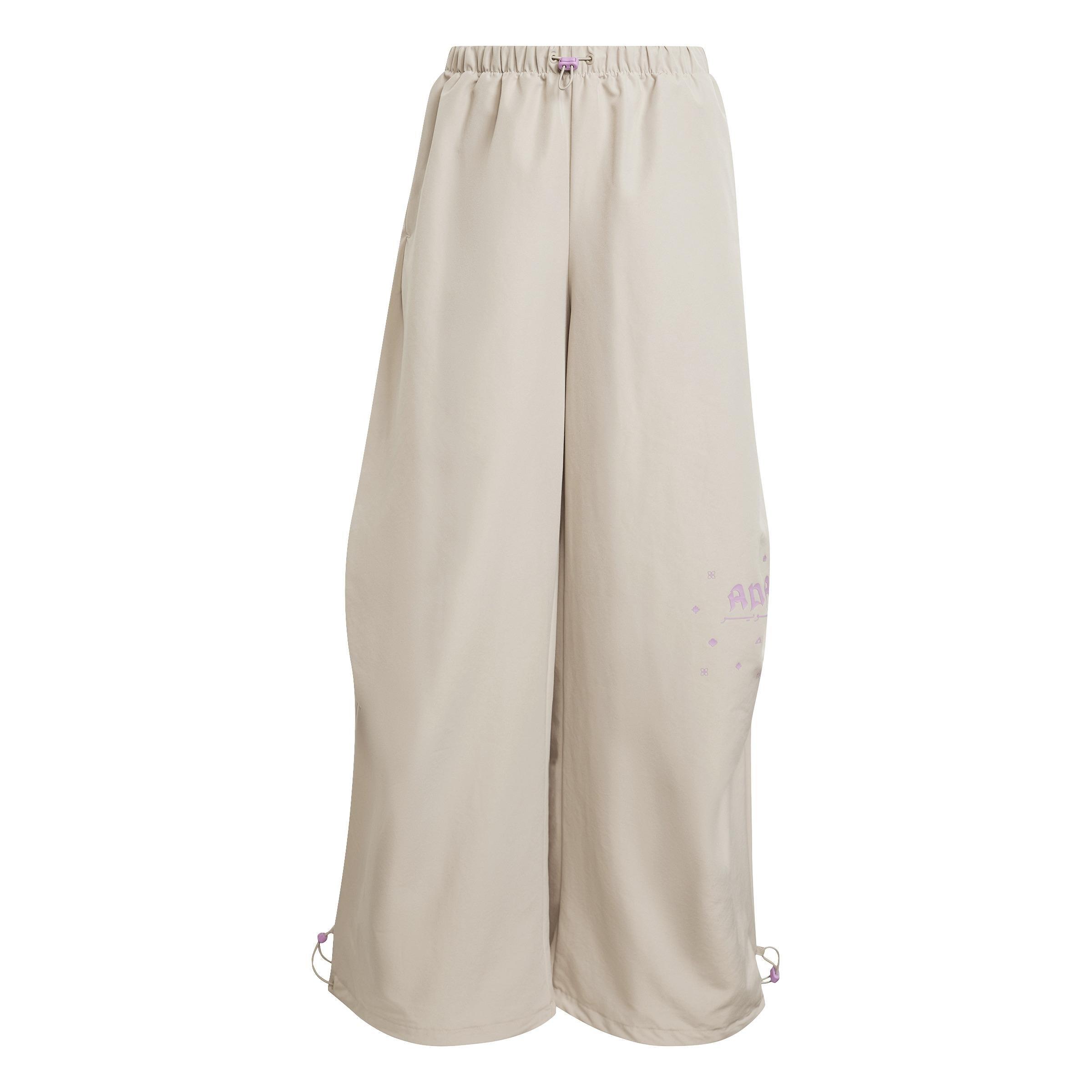 Bloom Sky Print Woven Parachute Tracksuit Bottoms, Beige, , large image number 1